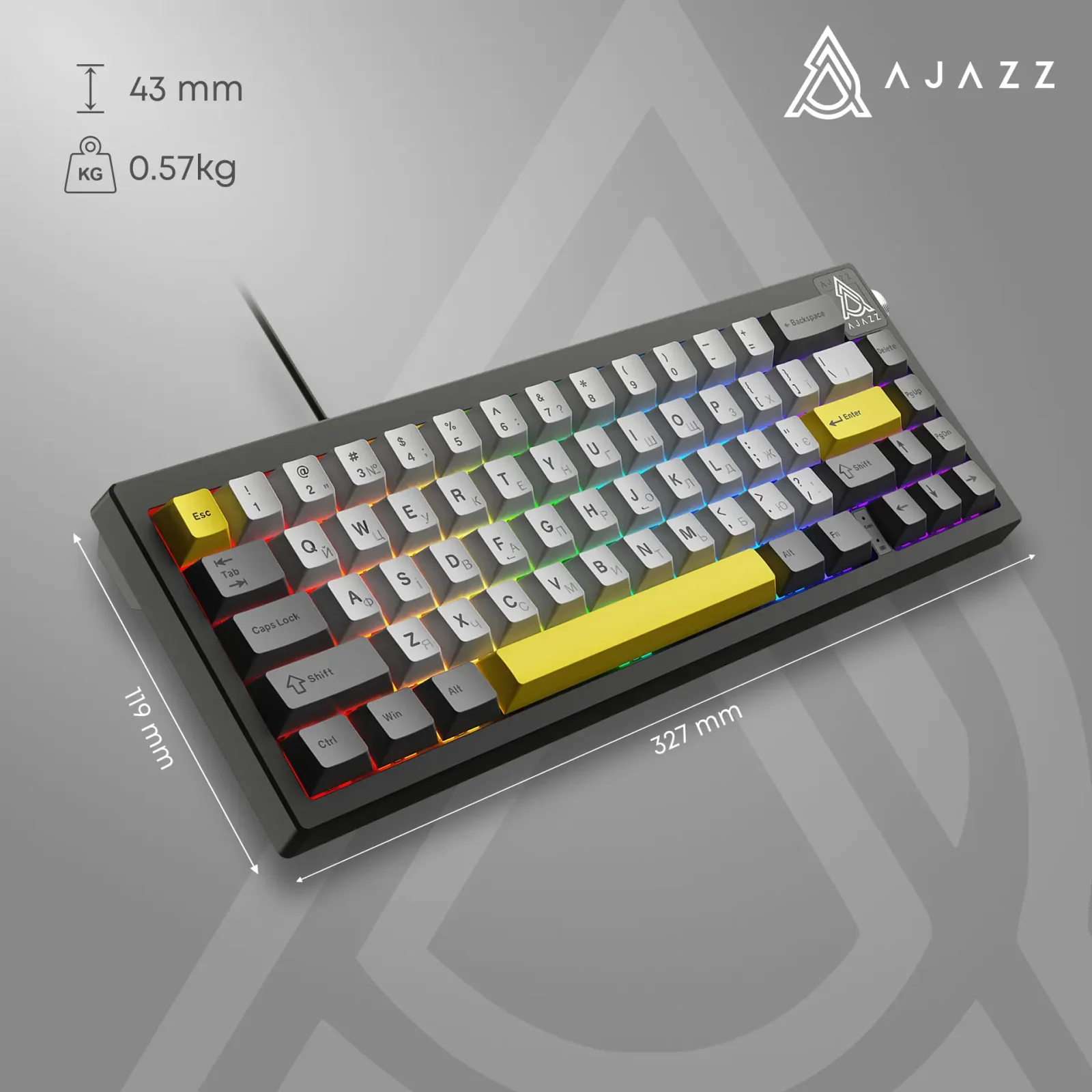 Клавіатура Ajazz AK650 Moon Yellow Switch Black (AK650-MY-GWY) UA