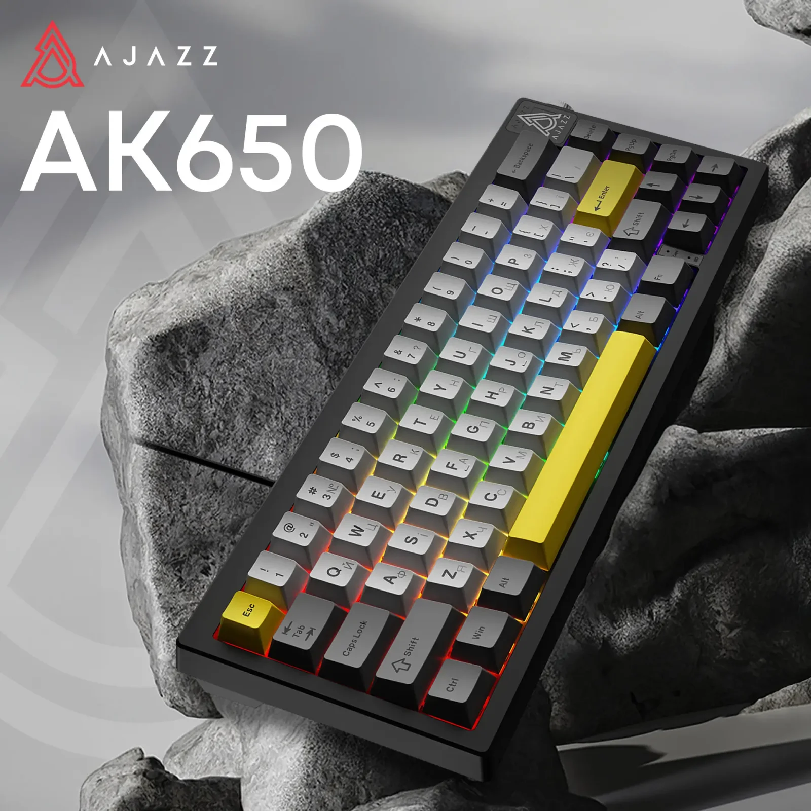Клавіатура Ajazz AK650 Moon Yellow Switch Black (AK650-MY-GWY) UA