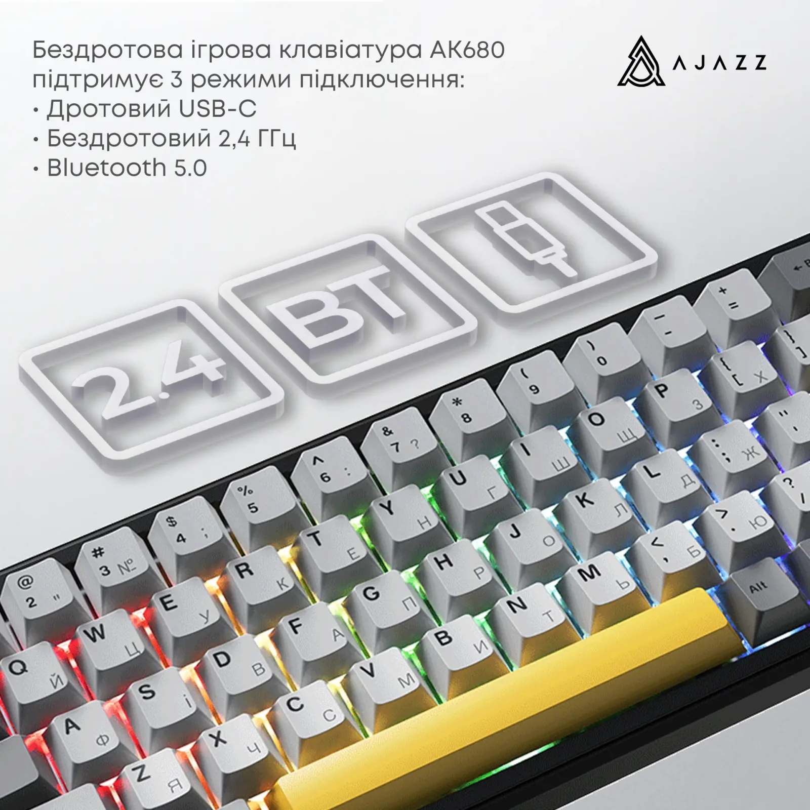 Клавиатура беспроводная Ajazz AK680 Max (8+8K) Magnetic Switch Black (AK680-M-BGY-A) UA