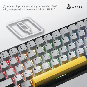 Клавиатура Ajazz AK680 MAX Magnetic Switch RGB (AK680-M-BGY-AW) UA