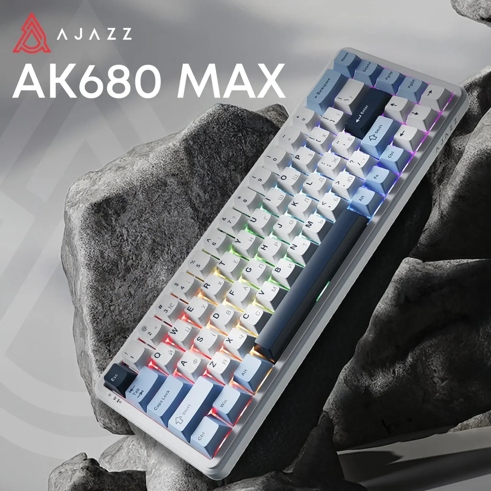 Клавіатура Ajazz AK680 MAX Magnetic Switch RGB USB White (AK680-M-BWD-AW) UA
