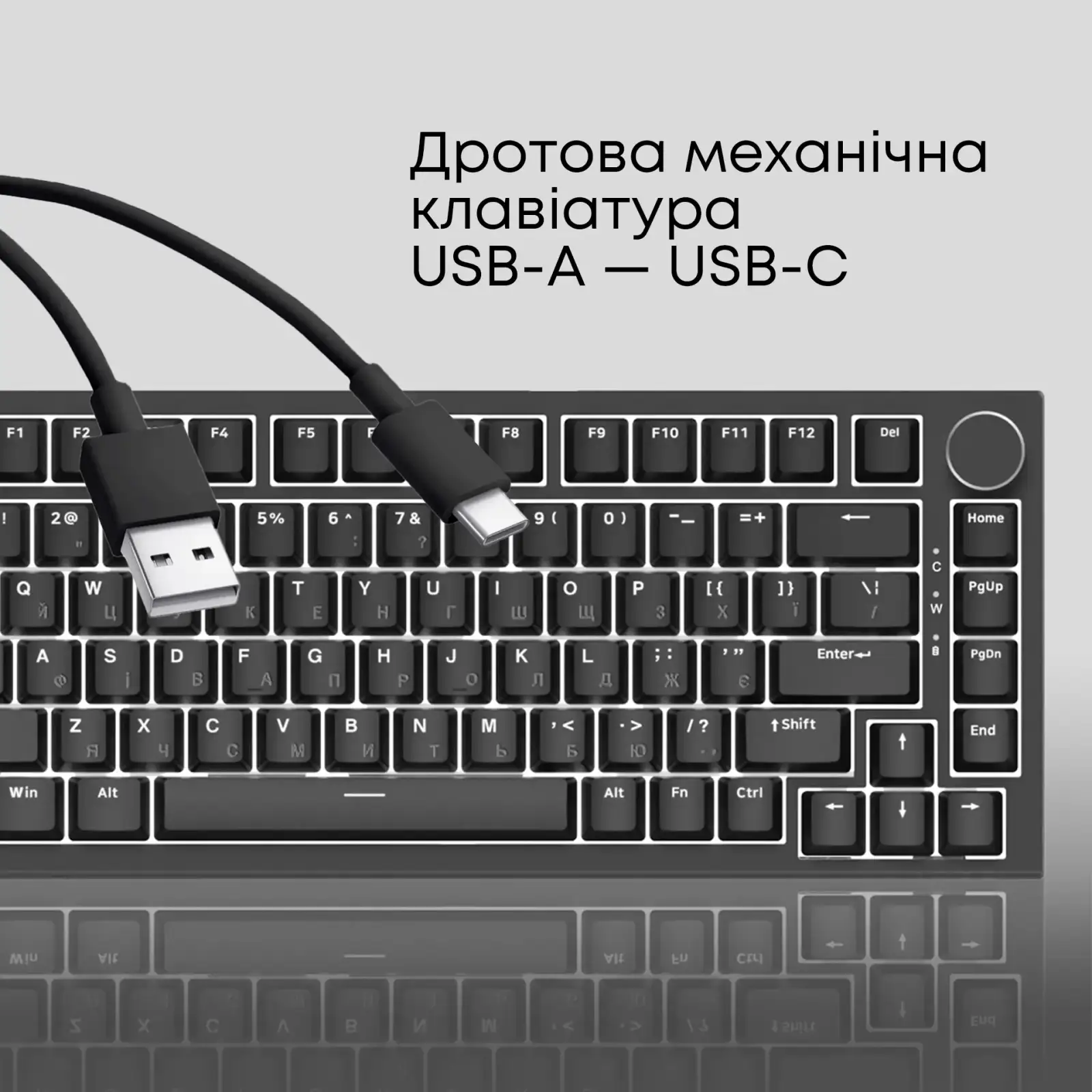 Клавіатура Ajazz AK820 Red Switch Black USB-C (AK820-R-B) UA