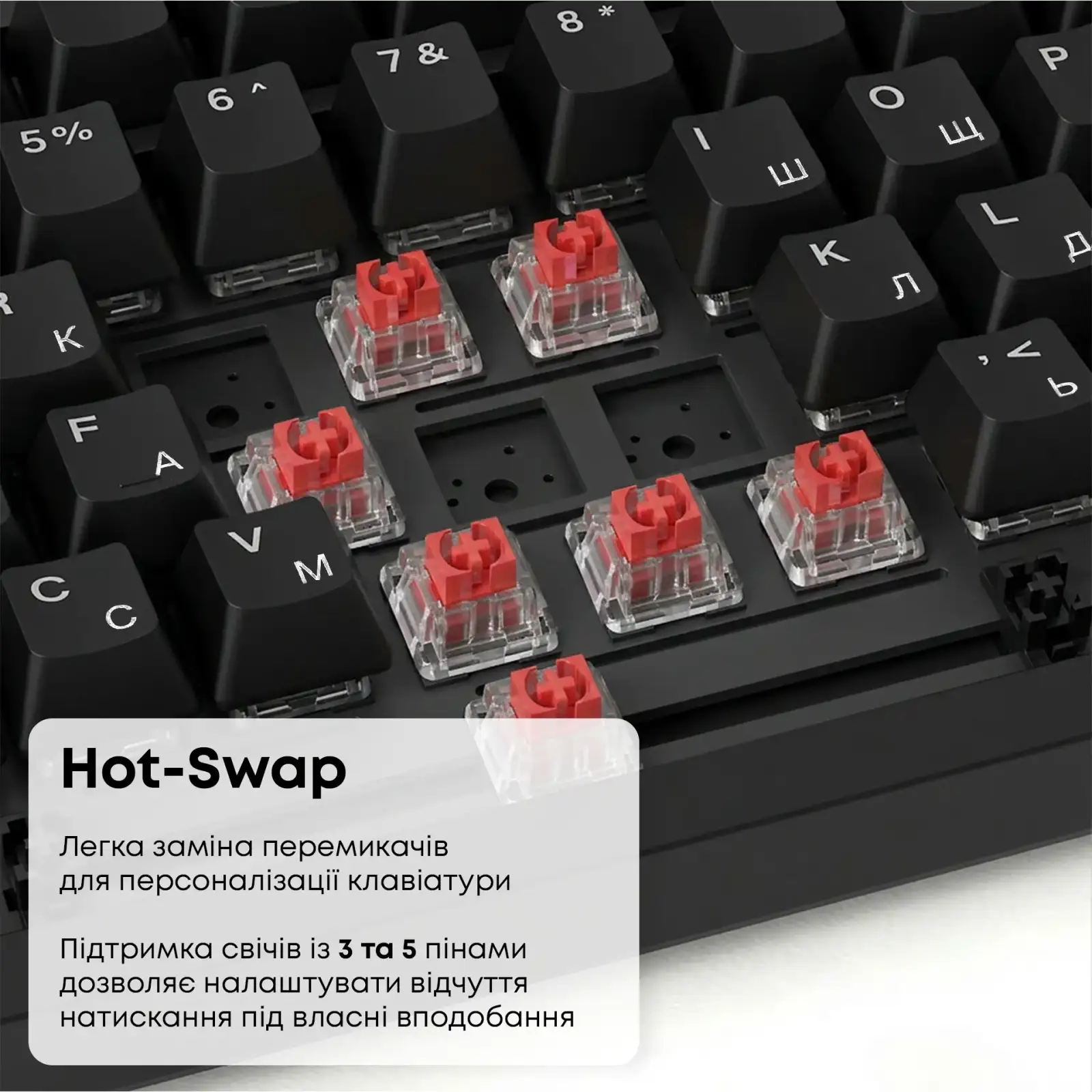 Клавіатура Ajazz AK820 Red Switch Black USB-C (AK820-R-B) UA