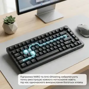 Клавіатура Ajazz AK820 Red Switch Black USB-C (AK820-R-B) UA