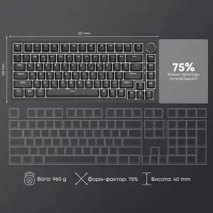 Клавіатура Ajazz AK820 Red Switch Black USB-C (AK820-R-B) UA