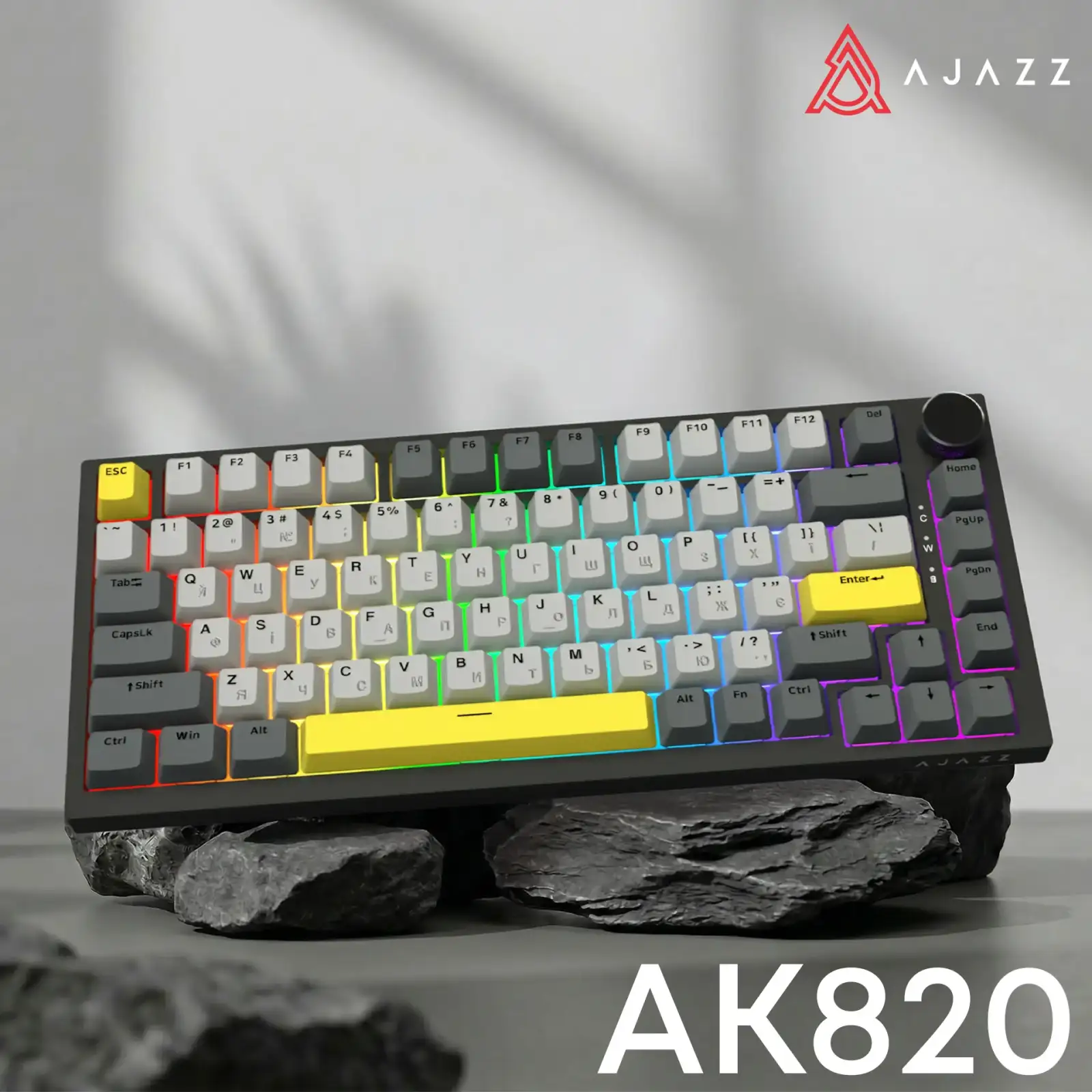 Клавіатура Ajazz AK820 Sea Salt Switch Black USB-C (AK820-SS-BGY) UA