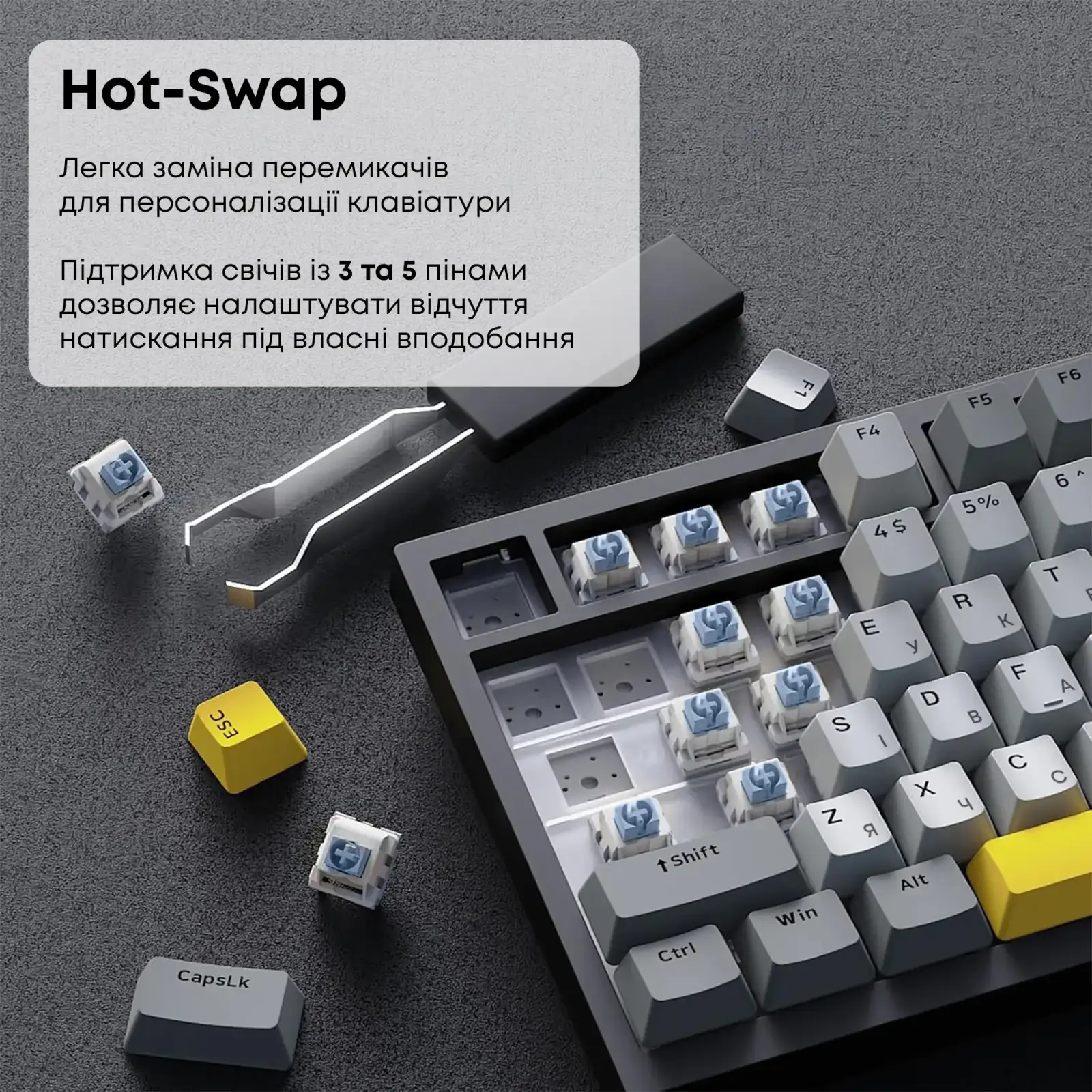 Клавіатура Ajazz AK820 Sea Salt Switch Black USB-C (AK820-SS-BGY) UA
