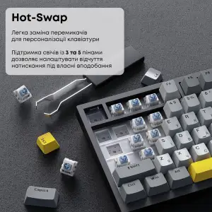 Клавіатура Ajazz AK820 Sea Salt Switch Black USB-C (AK820-SS-BGY) UA