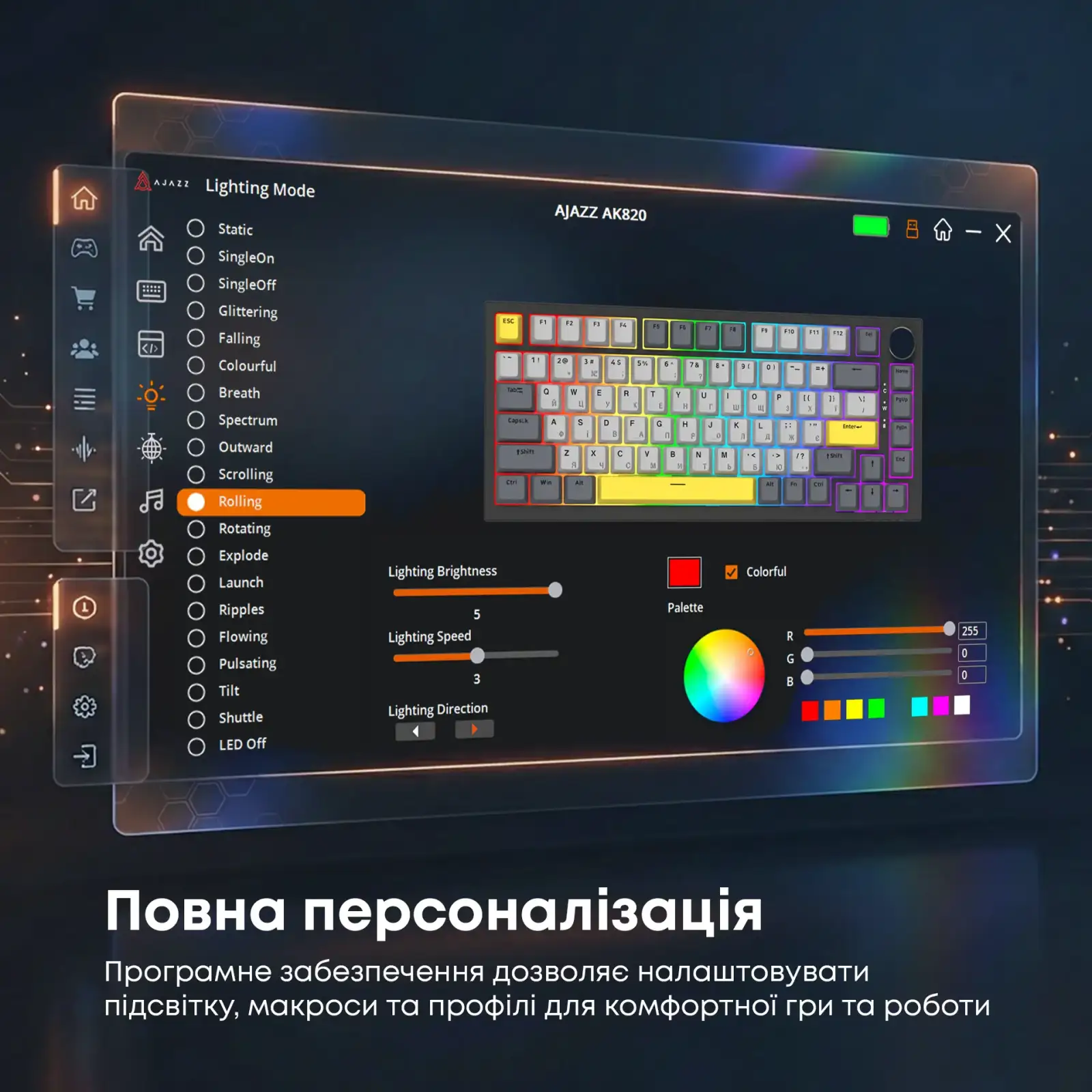 Клавіатура Ajazz AK820 Sea Salt Switch Black USB-C (AK820-SS-BGY) UA