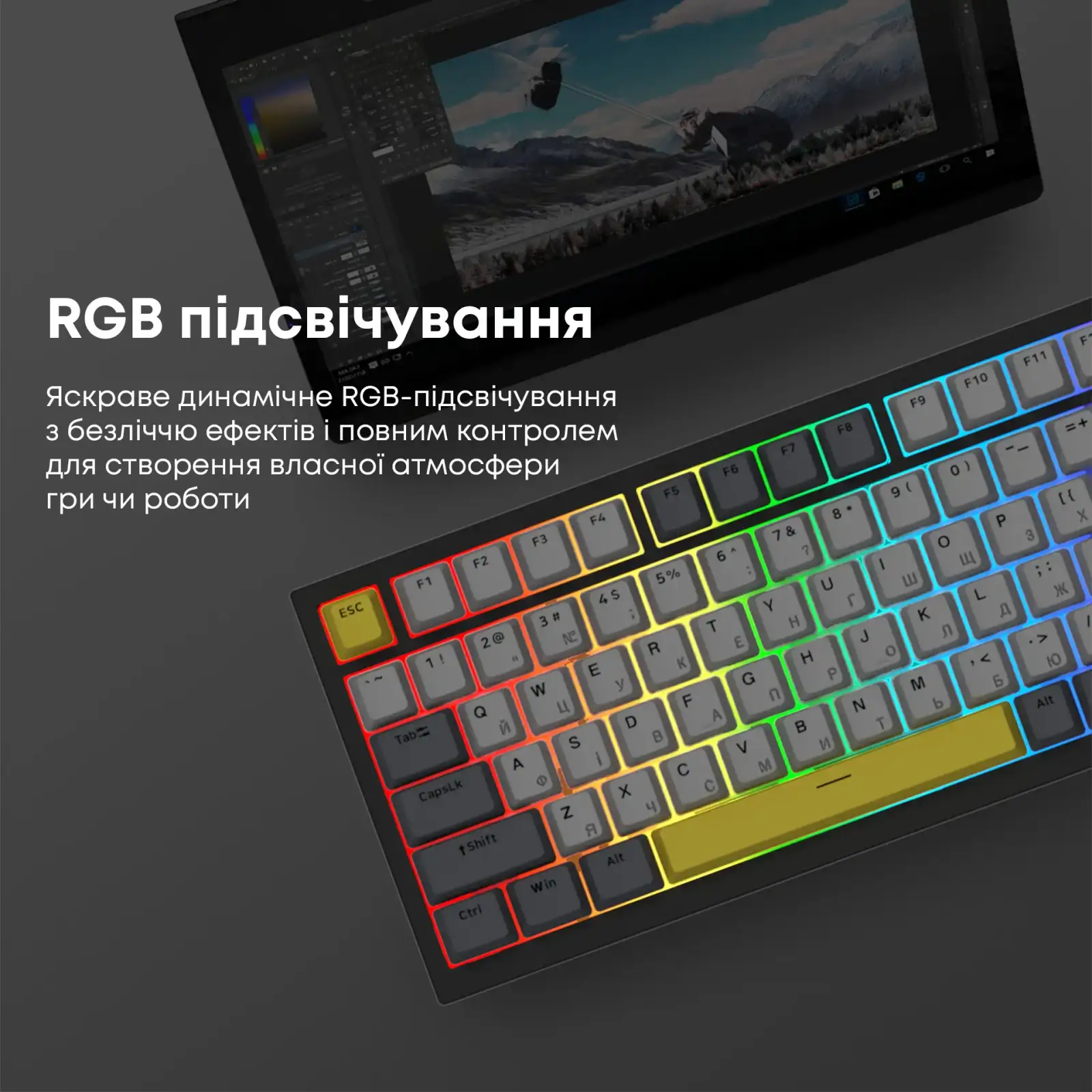 Клавіатура Ajazz AK820 Sea Salt Switch Black USB-C (AK820-SS-BGY) UA