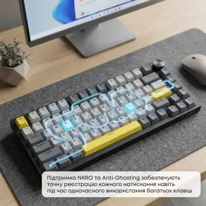 Клавіатура Ajazz AK820 Sea Salt Switch Black USB-C (AK820-SS-BGY) UA