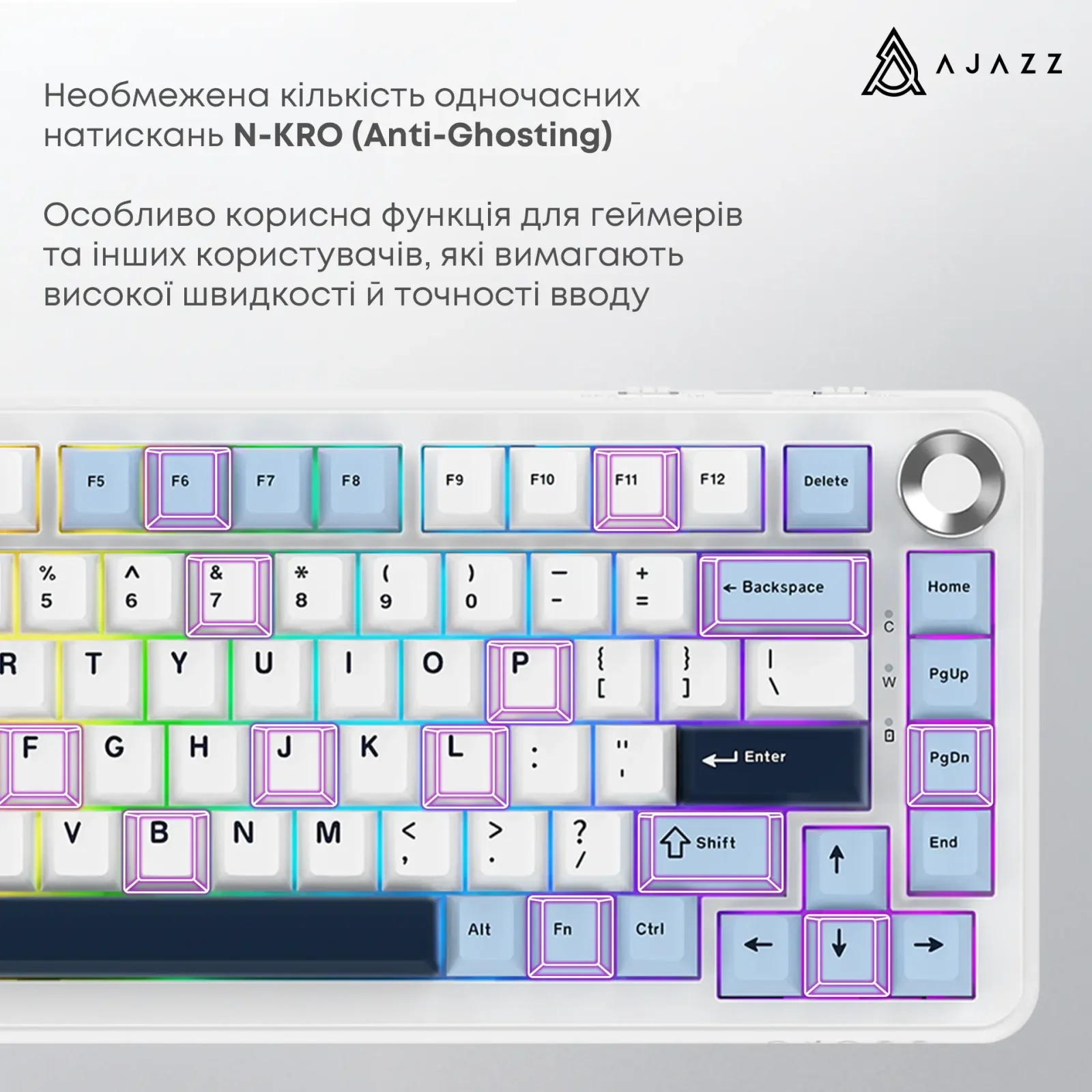 Клавиатура беспроводная Ajazz AK820 Max Plus Day Dream Switch White (AK820MAX-DD-BWD) UA