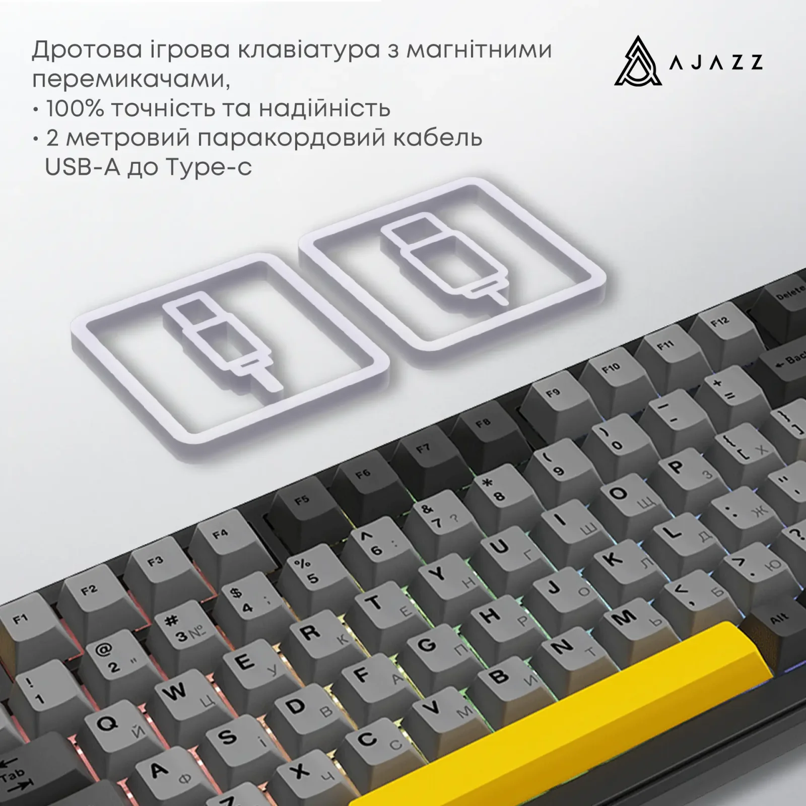 Клавіатура Ajazz AK820 Max Magnetic Switch Black (AK820MAX-WM-BGY) UA