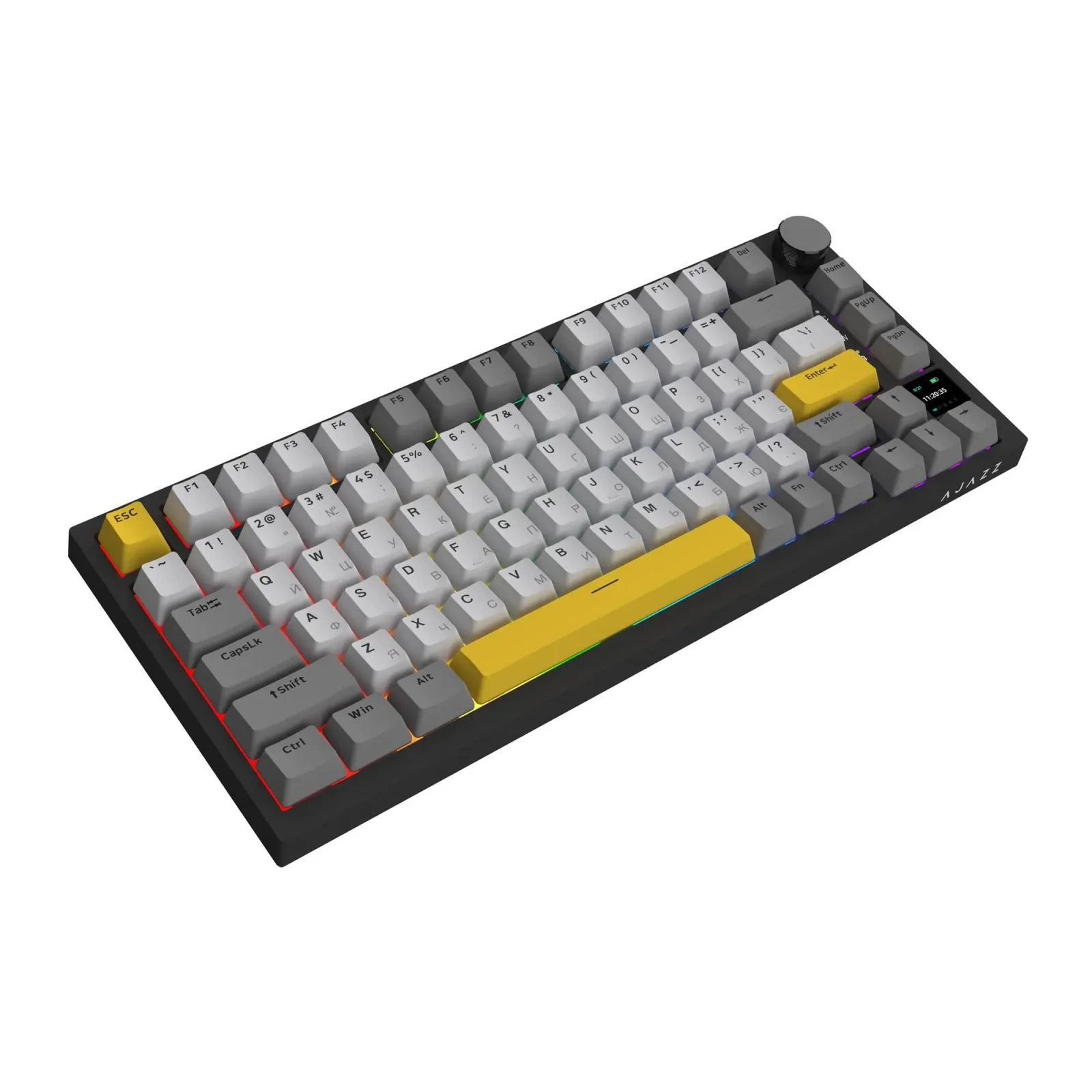 Клавіатура бездротова Ajazz AK820 Pro Flying Fish Switch Black RGB With Screen (AK820PRO-FF-BGY) UA