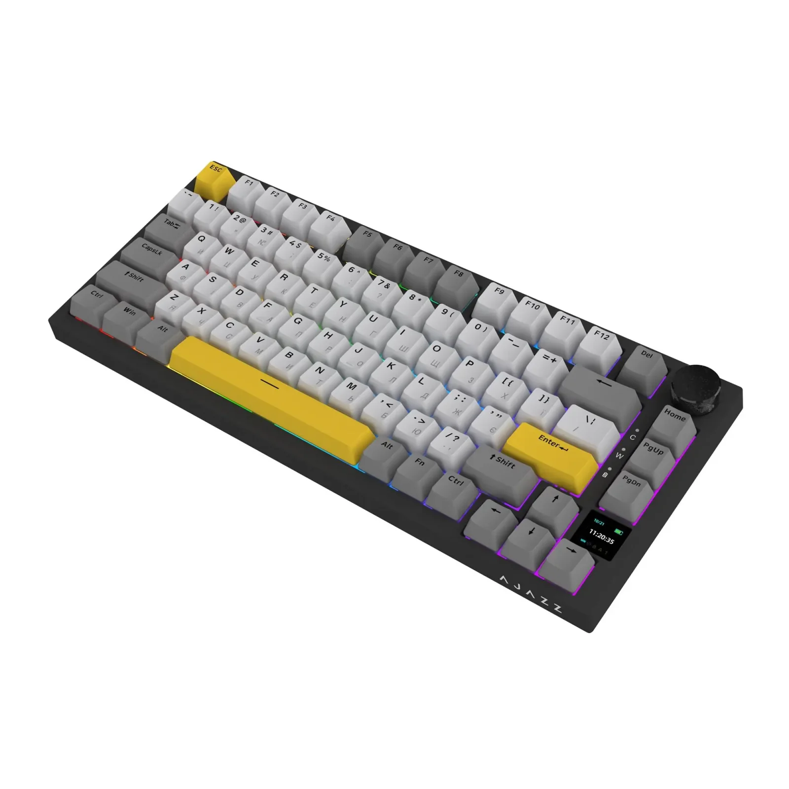 Клавіатура бездротова Ajazz AK820 Pro Flying Fish Switch Black RGB With Screen (AK820PRO-FF-BGY) UA