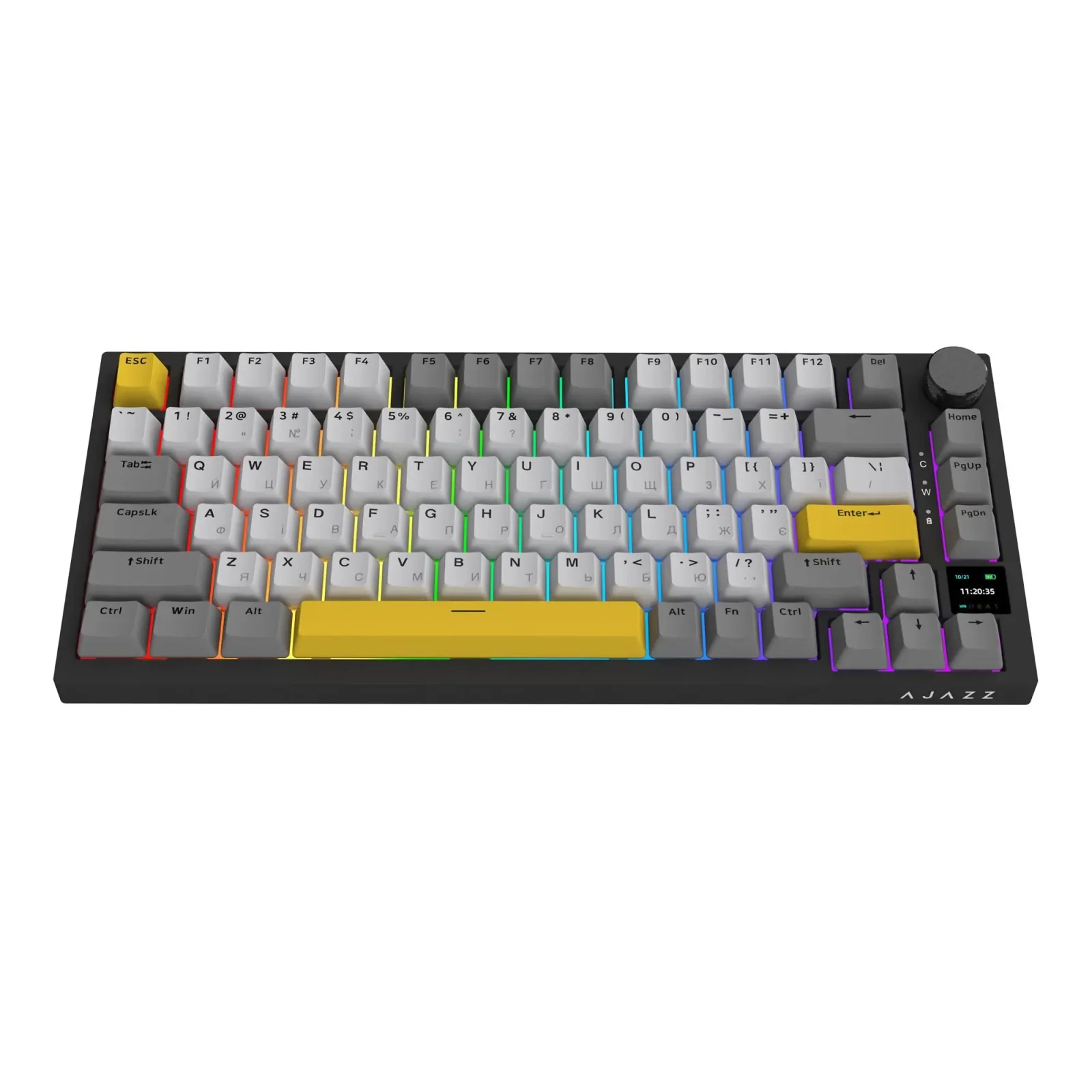 Клавіатура бездротова Ajazz AK820 Pro Flying Fish Switch Black RGB With Screen (AK820PRO-FF-BGY) UA
