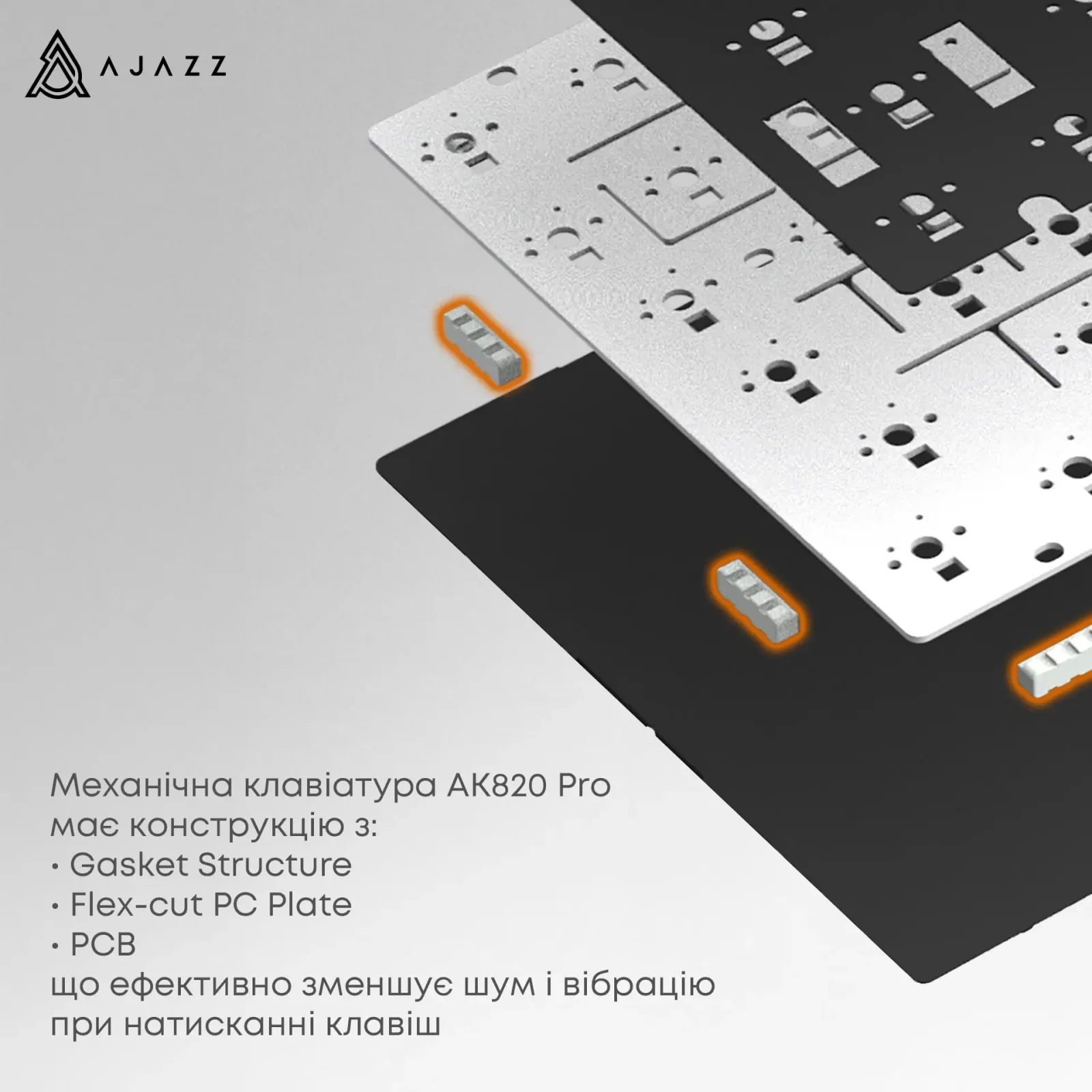Клавіатура бездротова Ajazz AK820 Pro Flying Fish Switch Black RGB With Screen (AK820PRO-FF-BGY) UA