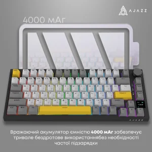 Клавіатура бездротова Ajazz AK820 Pro Flying Fish Switch Black RGB With Screen (AK820PRO-FF-BGY) UA