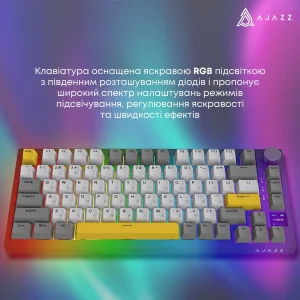 Клавіатура бездротова Ajazz AK820 Pro Flying Fish Switch Black RGB With Screen (AK820PRO-FF-BGY) UA