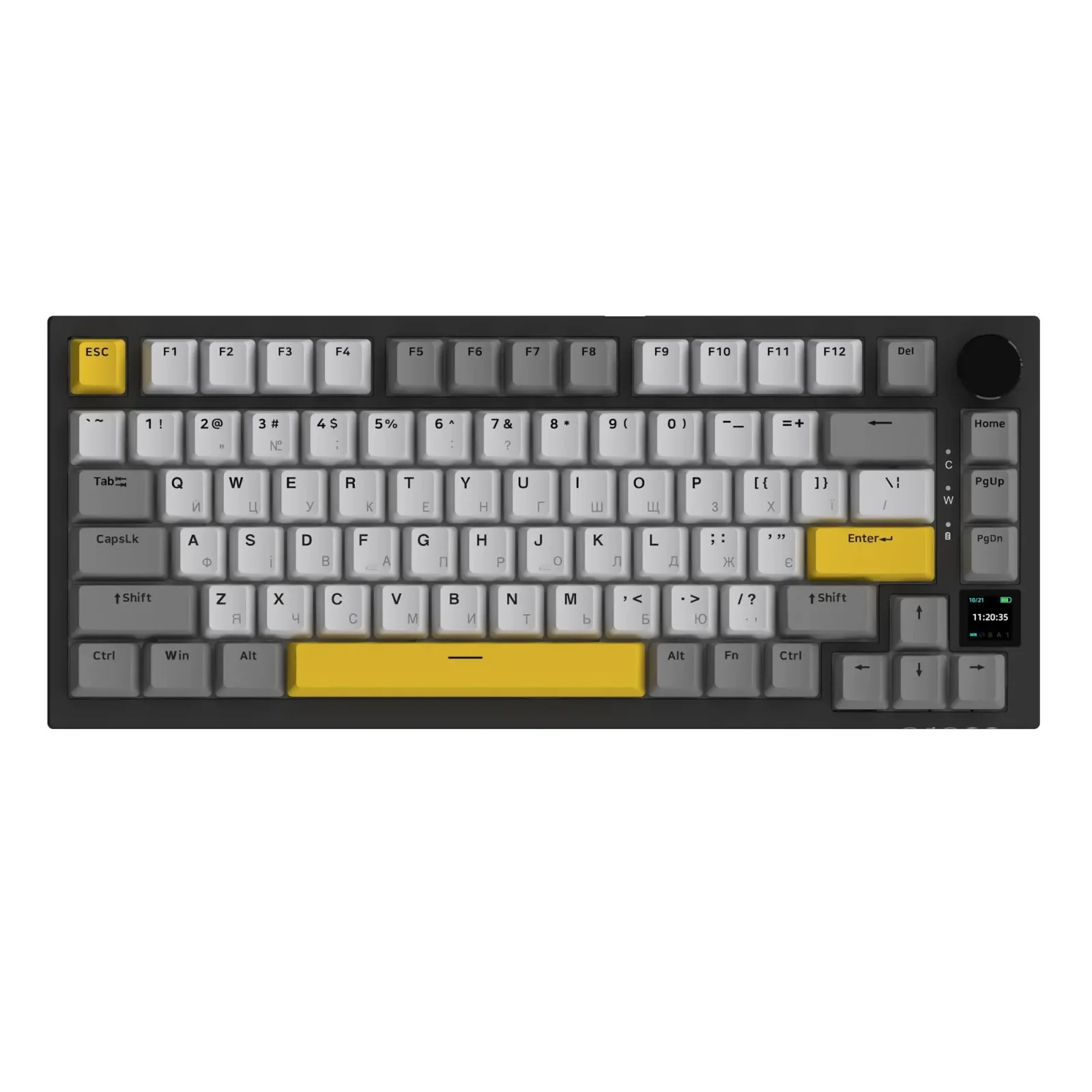 Клавіатура бездротова Ajazz AK820 Pro Flying Fish Switch Black RGB With Screen (AK820PRO-FF-BGY) UA