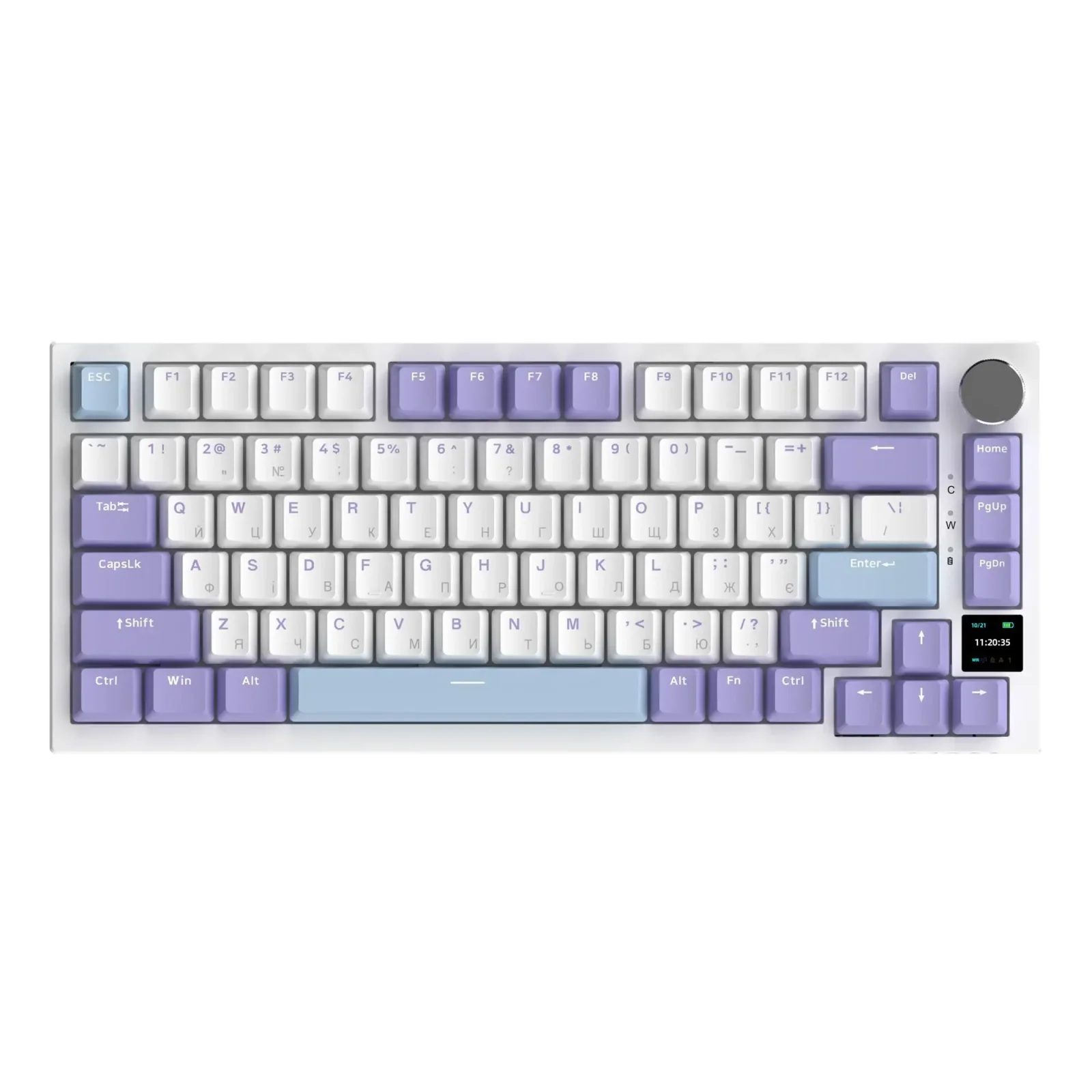 Клавіатура бездротова Ajazz AK820 Pro Flying Fish Switch Purple RGB With Screen (AK820PRO-FF-PWB) UA