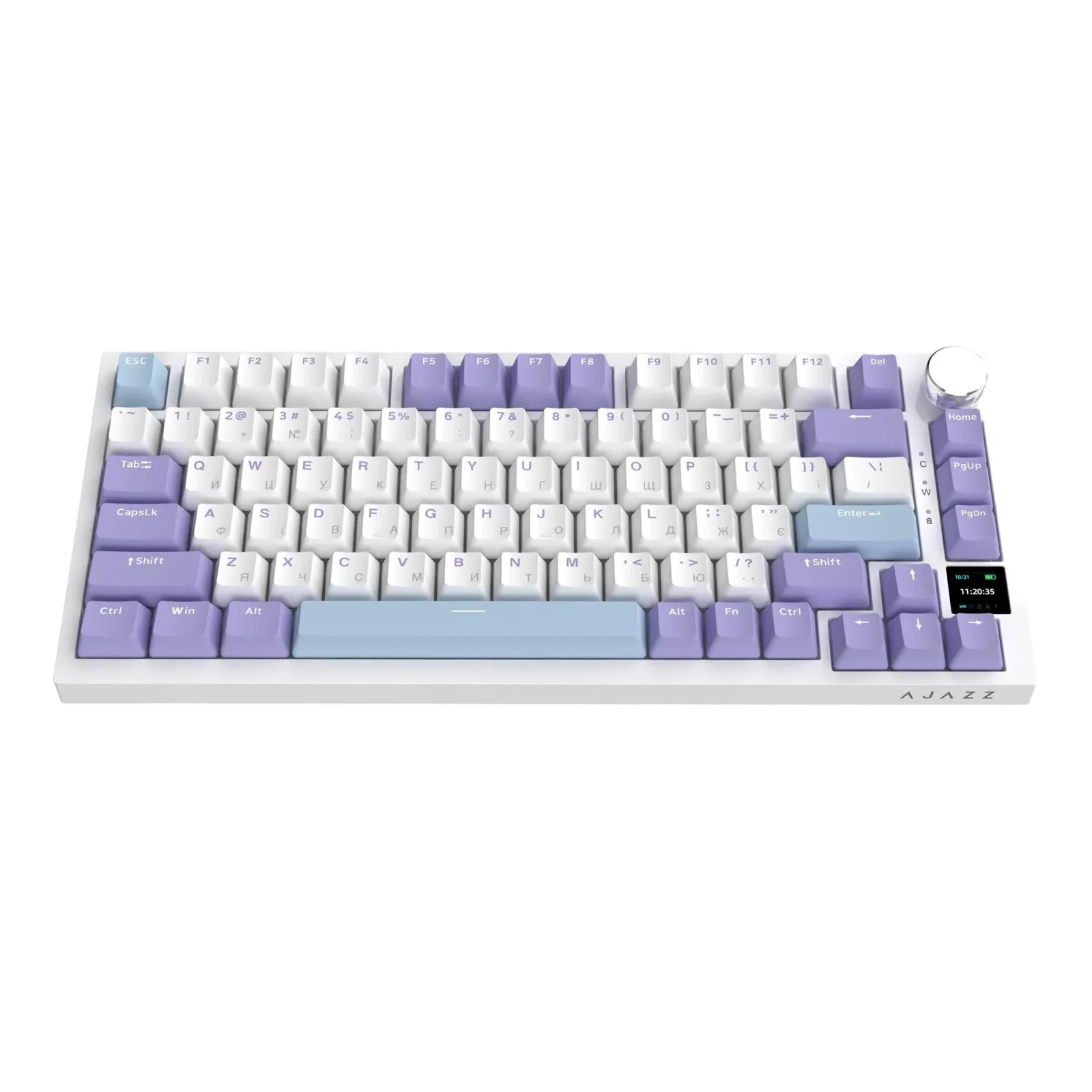 Клавіатура бездротова Ajazz AK820 Pro Flying Fish Switch Purple RGB With Screen (AK820PRO-FF-PWB) UA