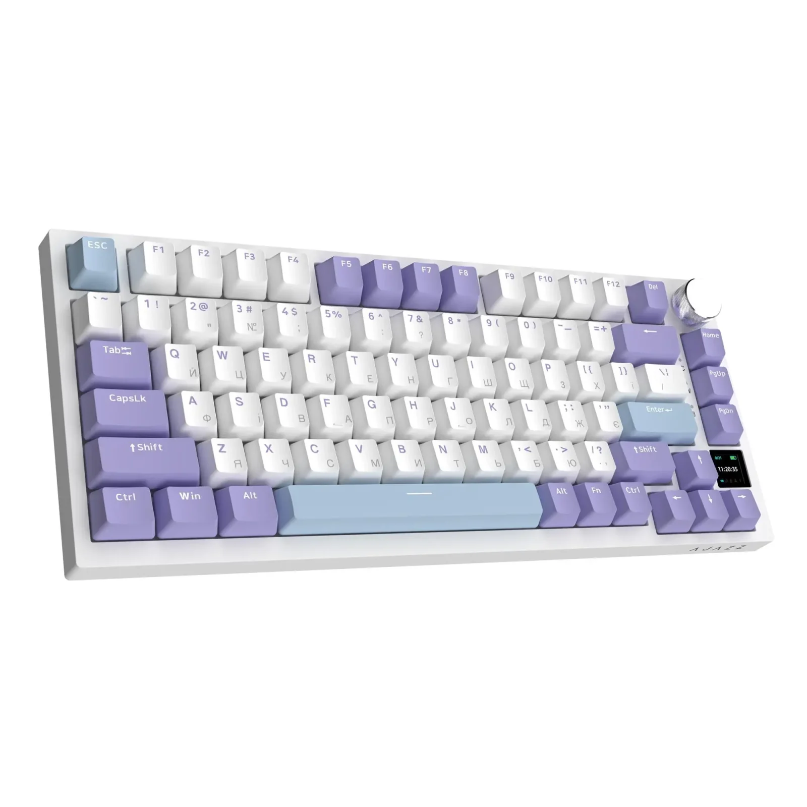 Клавіатура бездротова Ajazz AK820 Pro Flying Fish Switch Purple RGB With Screen (AK820PRO-FF-PWB) UA