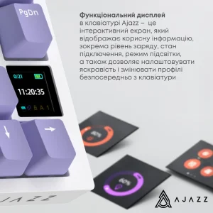 Клавіатура бездротова Ajazz AK820 Pro Flying Fish Switch Purple RGB With Screen (AK820PRO-FF-PWB) UA