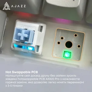 Клавіатура бездротова Ajazz AK820 Pro Flying Fish Switch Purple RGB With Screen (AK820PRO-FF-PWB) UA