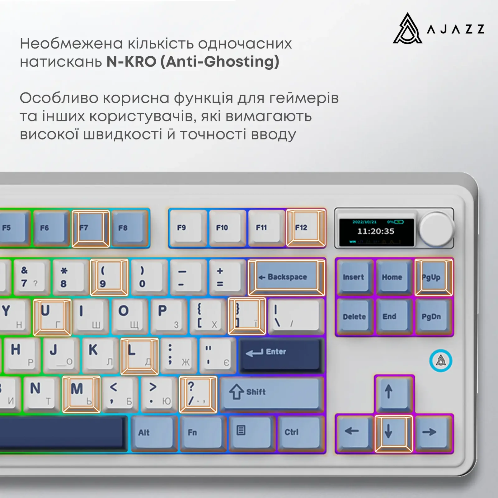 Клавиатура беспроводная Ajazz AK870 Plus Murad Switch White (AK870-MU-BWD) UA