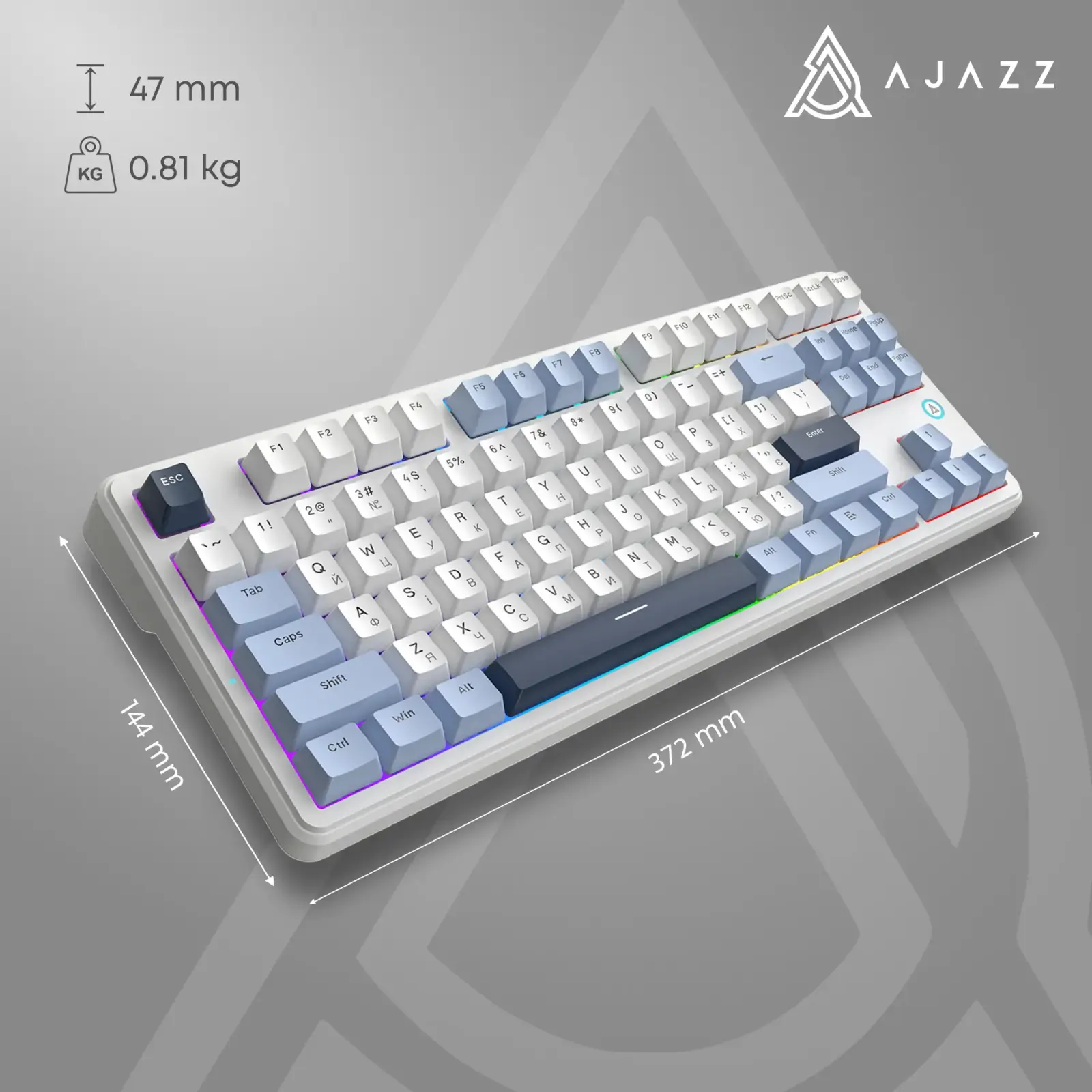 Клавиатура Ajazz AK870 V2 Flying Fish Switch White (AK870-V2-FF-BWB) UA