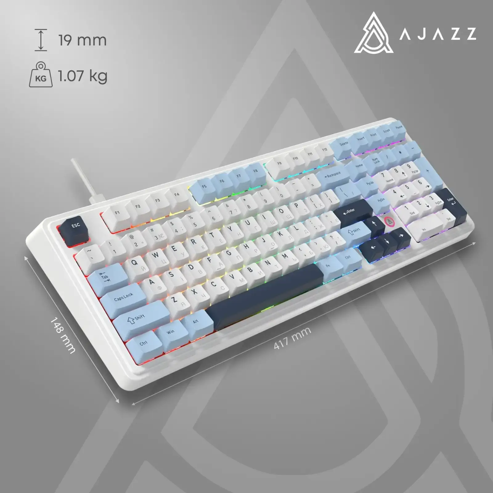 Клавіатура Ajazz AK980 Max Magnetic Switch Blue/White/Dark Blue (AK980-MAX-M-BWDB) UA