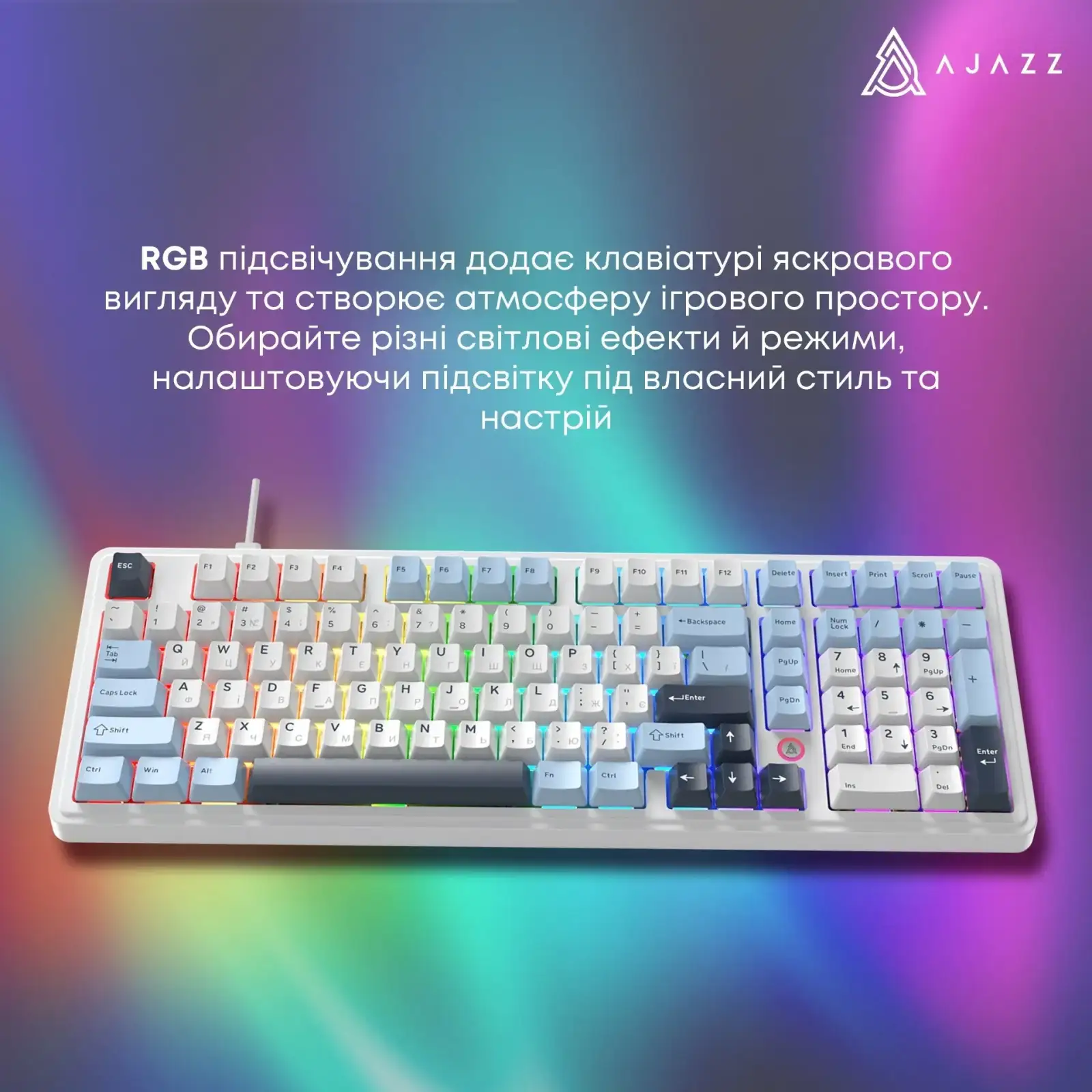 Клавіатура Ajazz AK980 Max Magnetic Switch Blue/White/Dark Blue (AK980-MAX-M-BWDB) UA