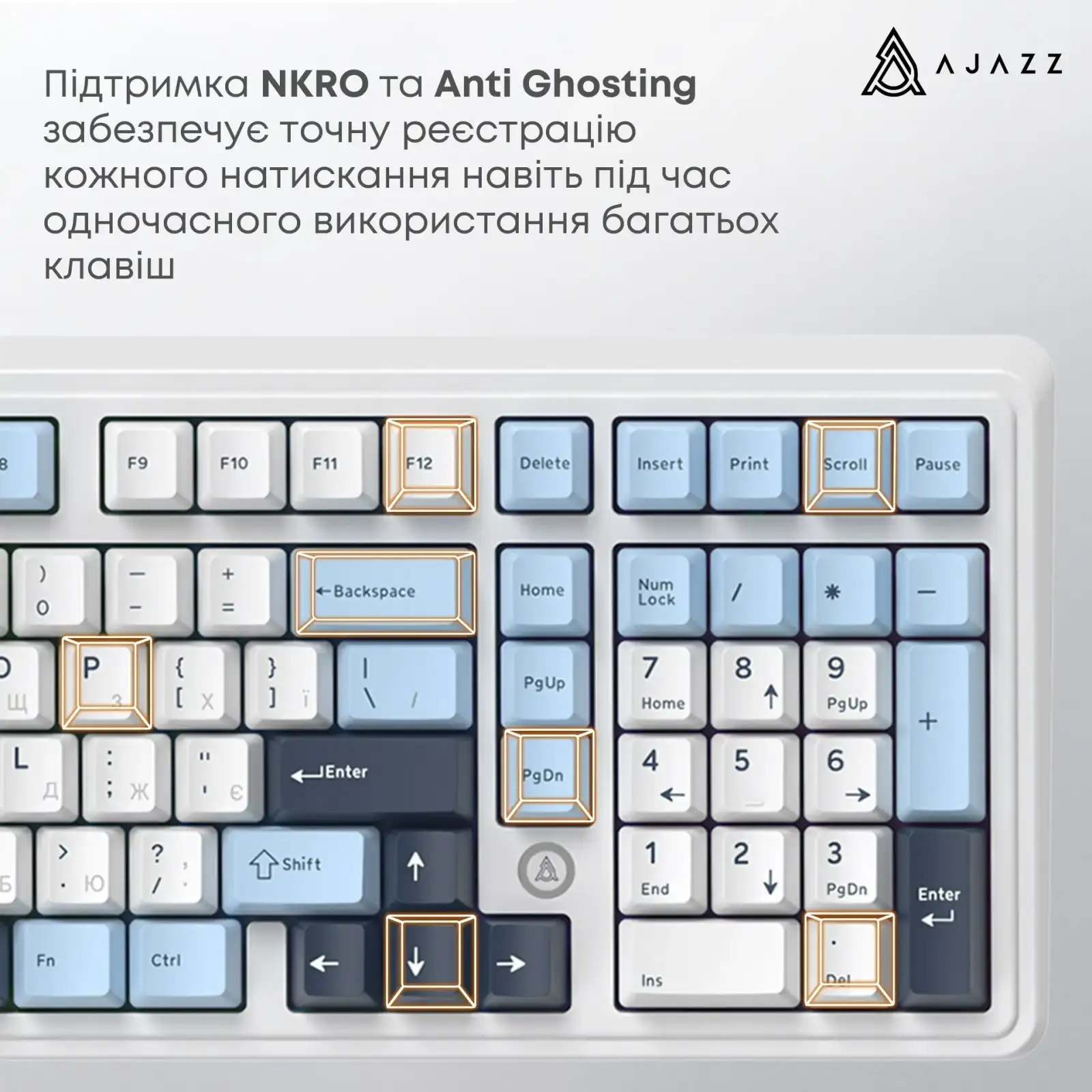 Клавіатура Ajazz AK980 Max Magnetic Switch Blue/White/Dark Blue (AK980-MAX-M-BWDB) UA