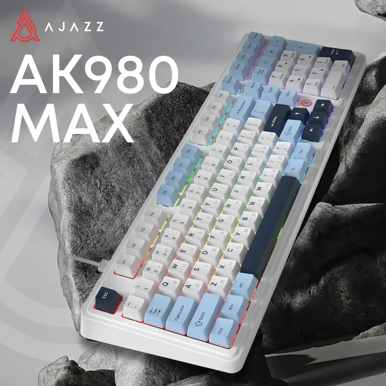 Клавіатура Ajazz AK980 Max Magnetic Switch Blue/White/Dark Blue (AK980-MAX-M-BWDB) UA