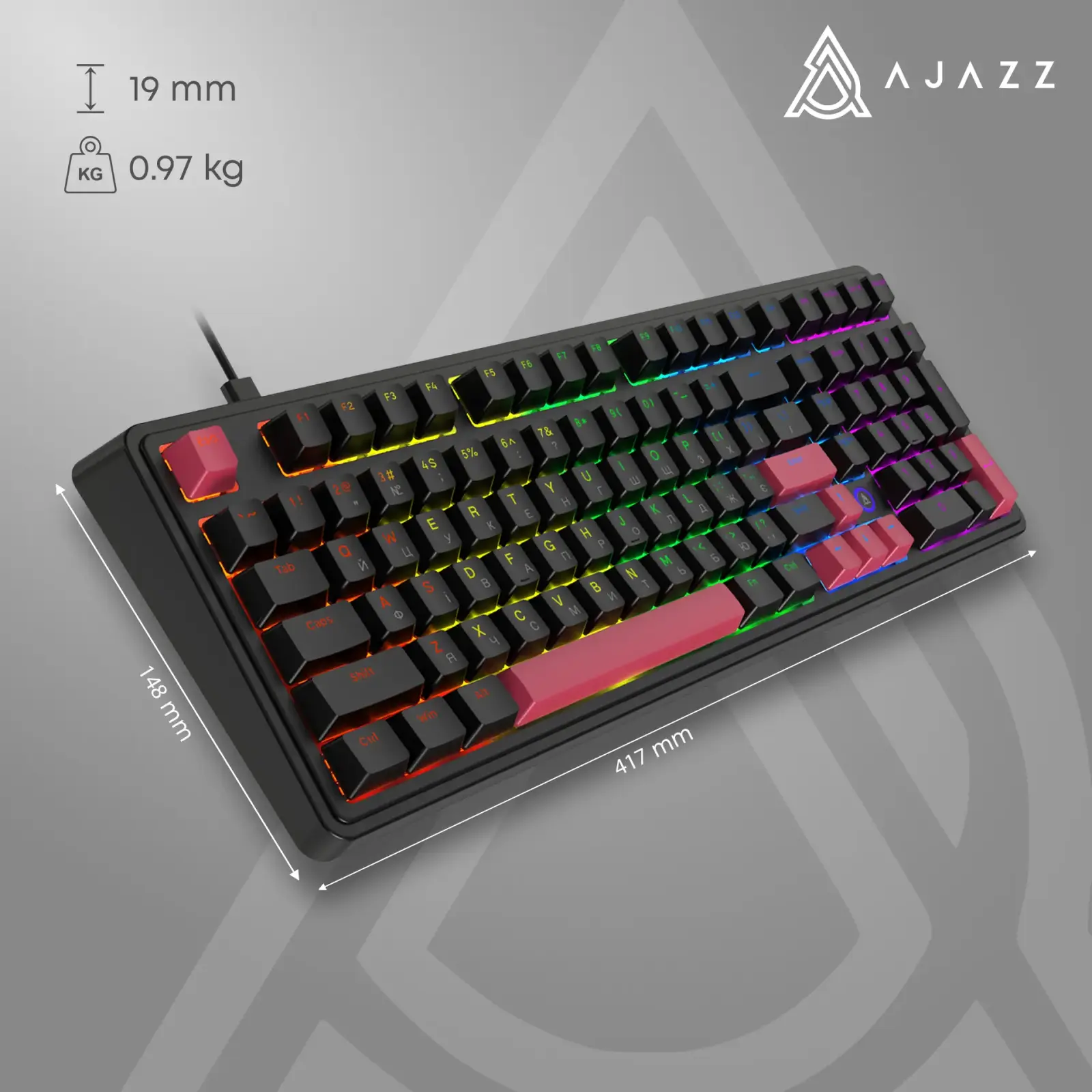Клавиатура Ajazz AK980 Red Switch Black Red (AK980-R-BR) UA