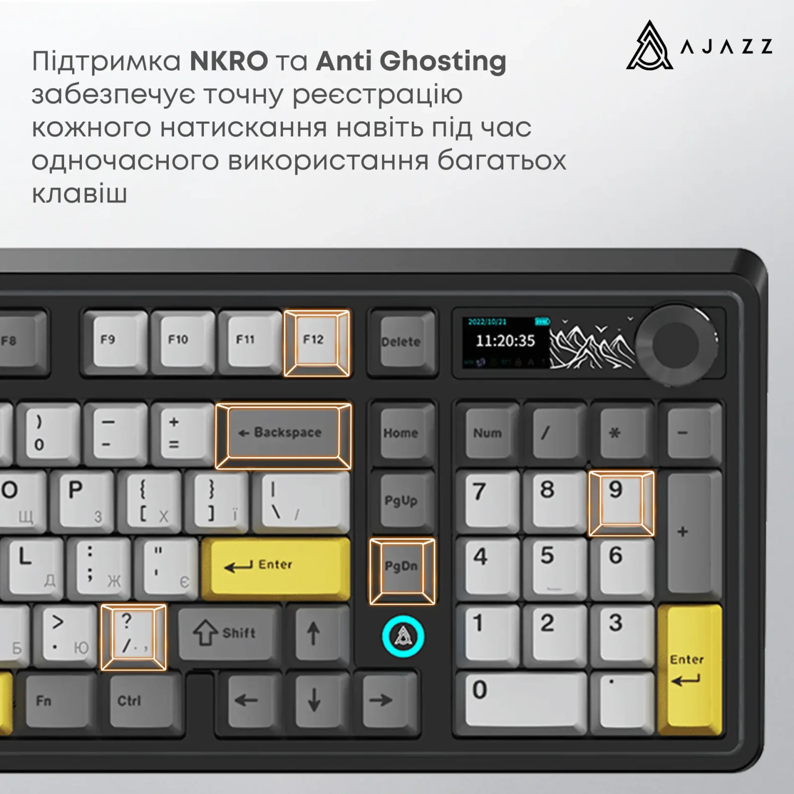 Клавіатура бездротова Ajazz AK980 V2 Maillard Switch Black (AK980-V2-M-BGY) UA