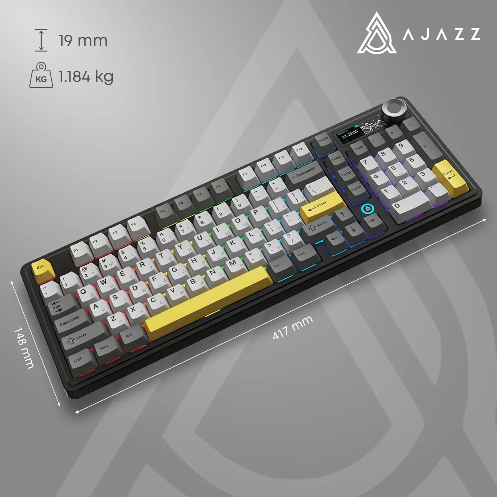 Клавіатура бездротова Ajazz AK980 V2 Maillard Switch Black (AK980-V2-M-BGY) UA