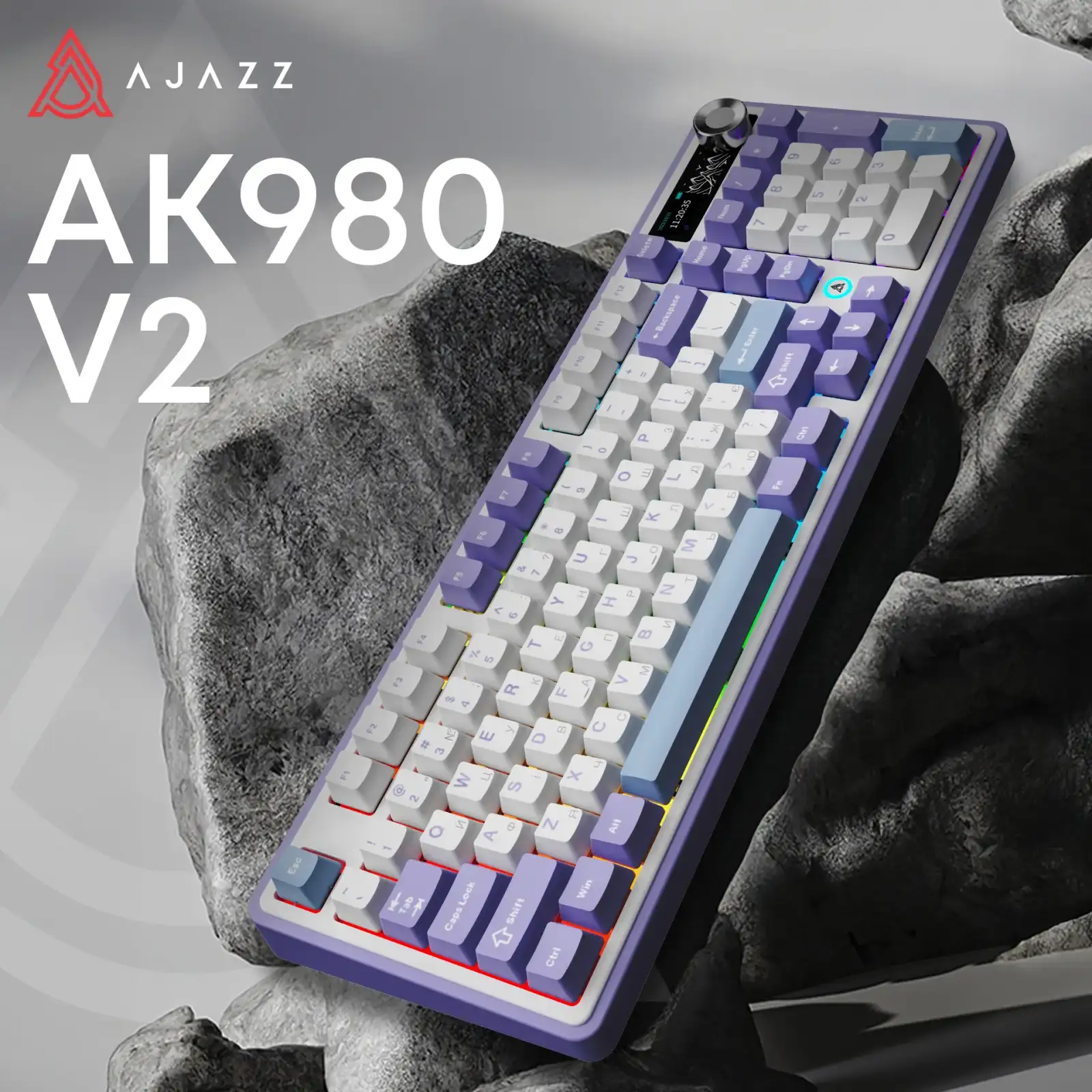 Клавіатура бездротова Ajazz AK980 V2 Maillard Switch White (AK980-V2-M-PWB) UA