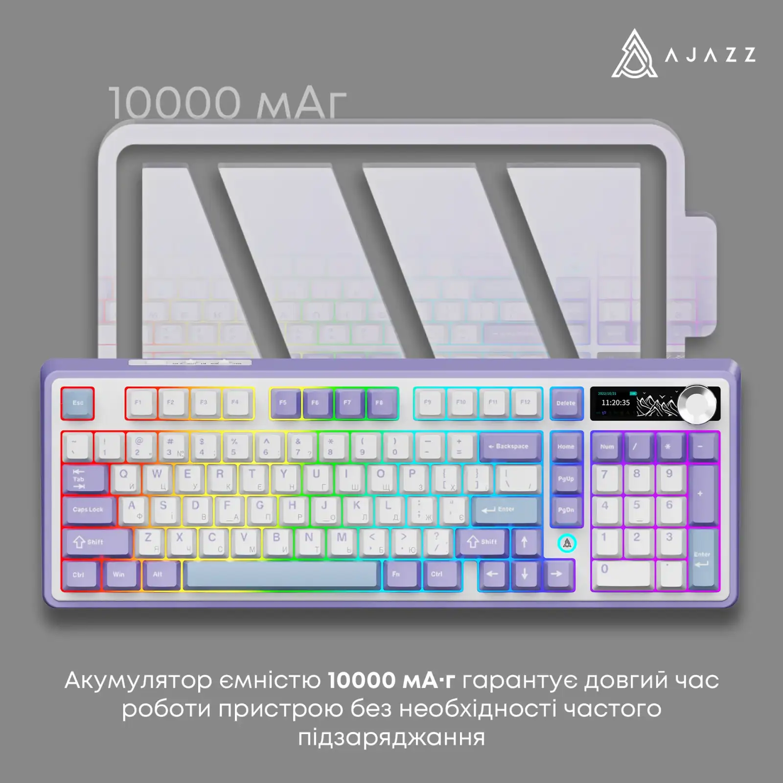Клавіатура бездротова Ajazz AK980 V2 Maillard Switch White (AK980-V2-M-PWB) UA