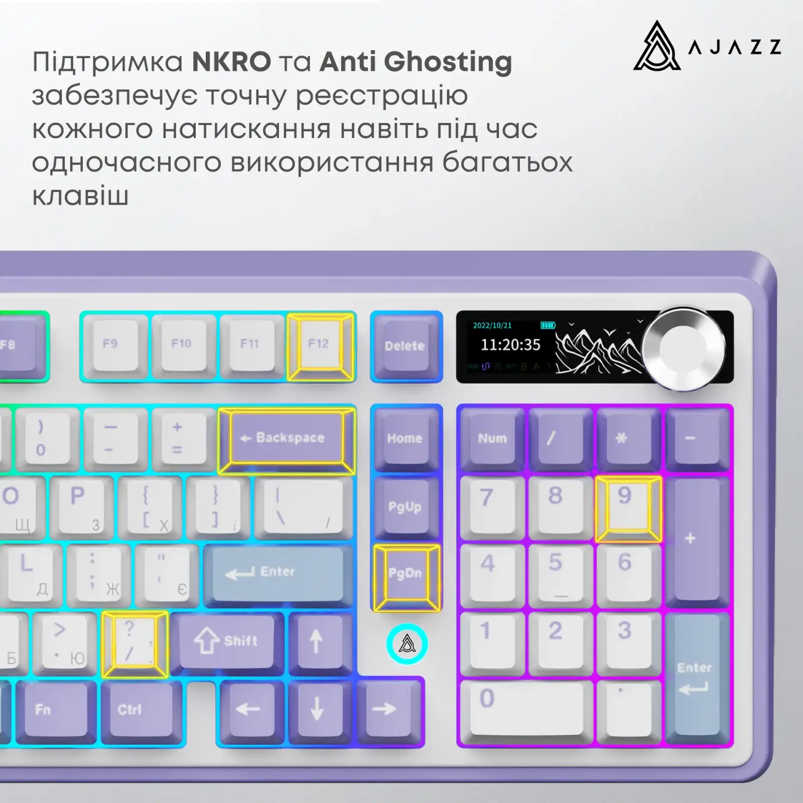 Клавіатура бездротова Ajazz AK980 V2 Maillard Switch White (AK980-V2-M-PWB) UA