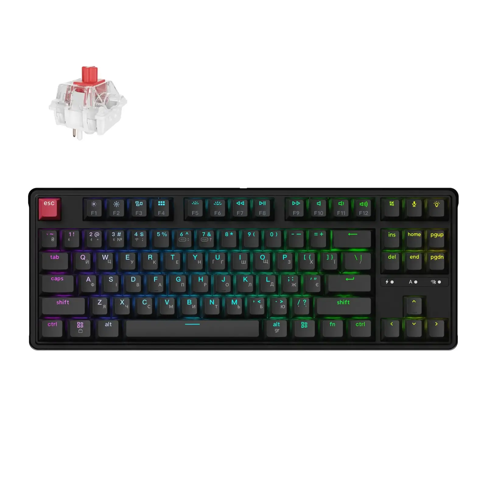 Клавіатура бездротова Keychron C3 Max Super Red Switch Black RGB (C3M-H1-UA) UA