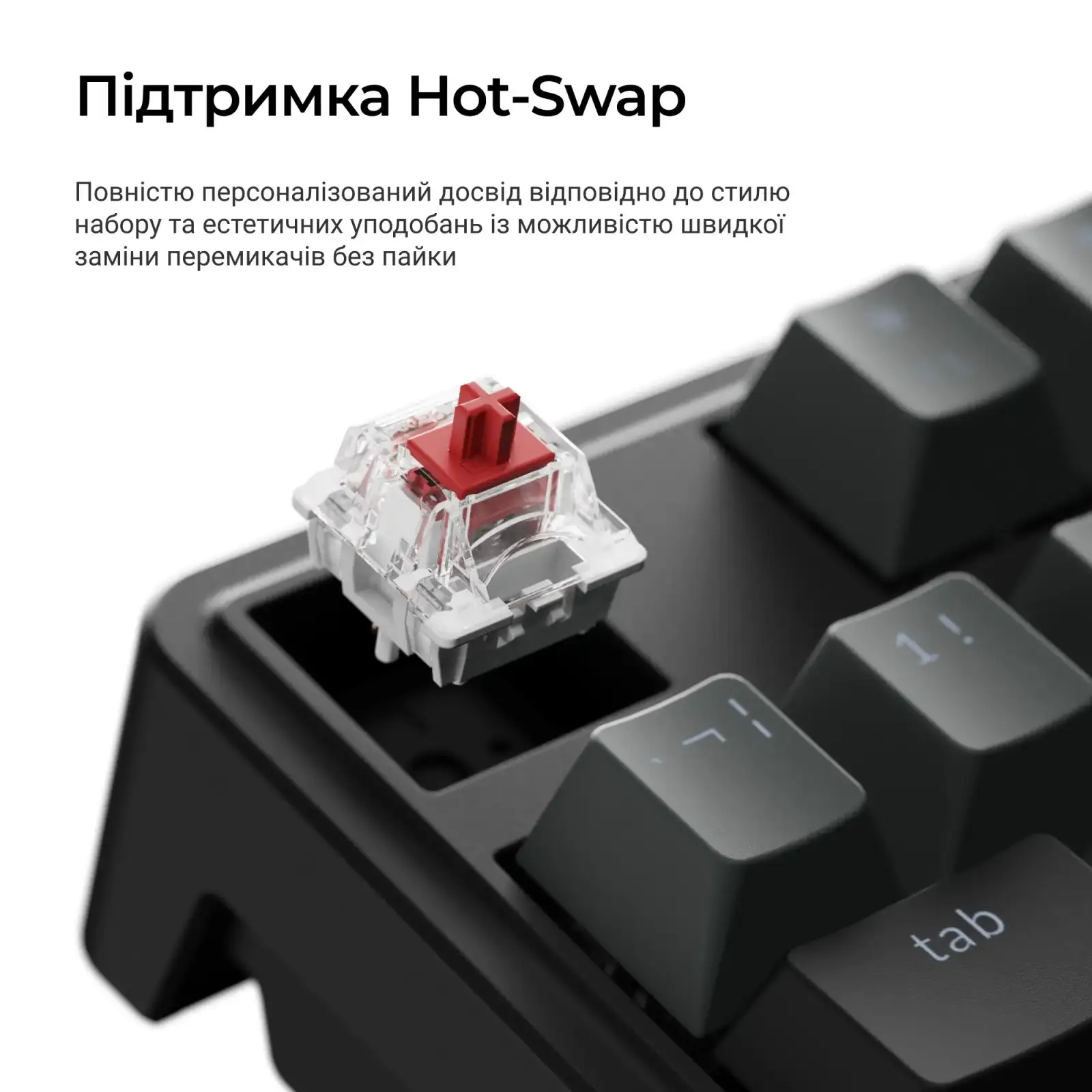 Клавіатура бездротова Keychron C3 Max Super Red Switch Black RGB (C3M-H1-UA) UA