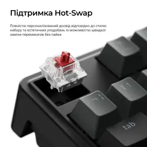 Клавіатура бездротова Keychron C3 Max Super Red Switch Black RGB (C3M-H1-UA) UA