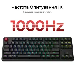 Клавіатура бездротова Keychron C3 Max Super Red Switch Black RGB (C3M-H1-UA) UA