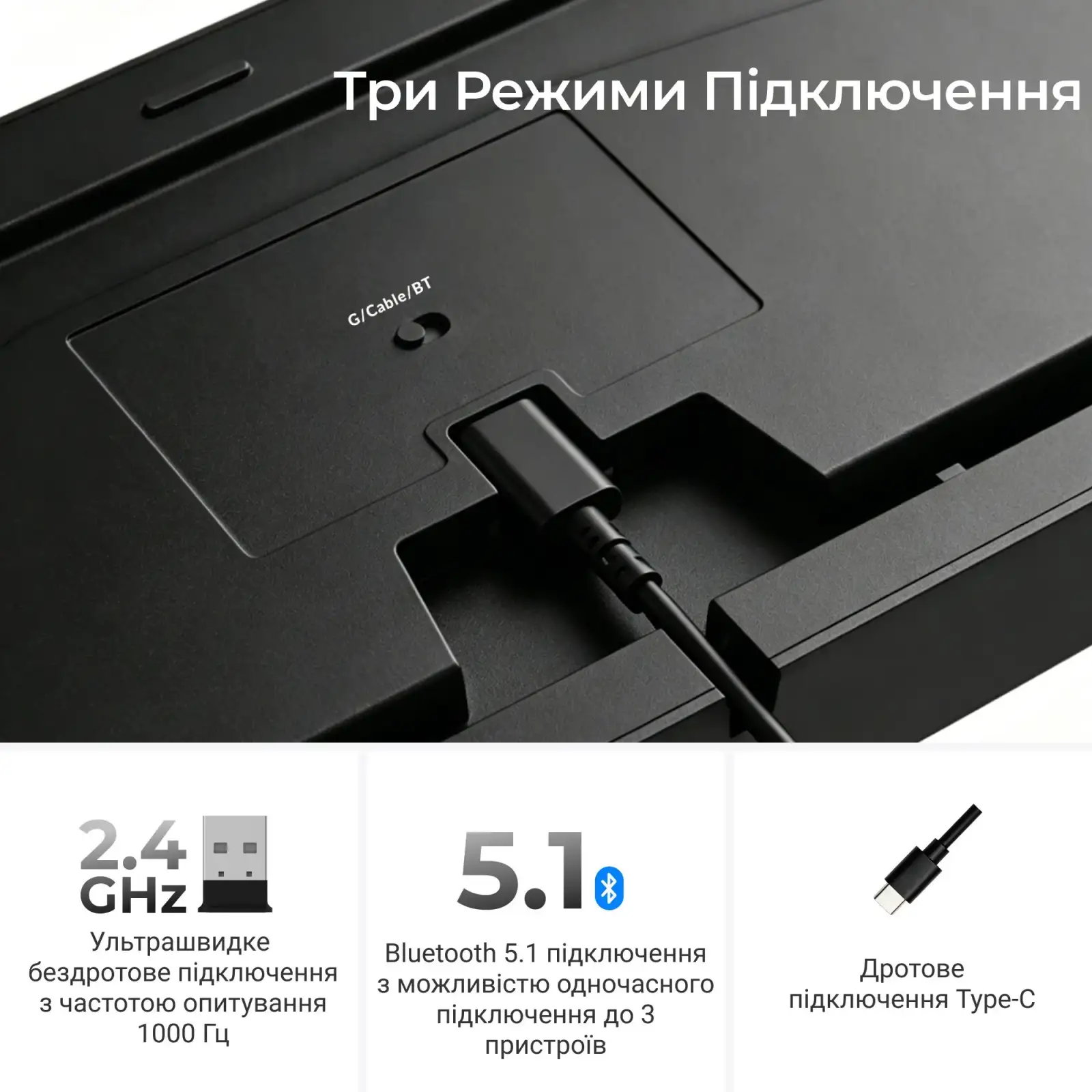 Клавіатура бездротова Keychron C3 Max Super Red Switch Black RGB (C3M-H1-UA) UA