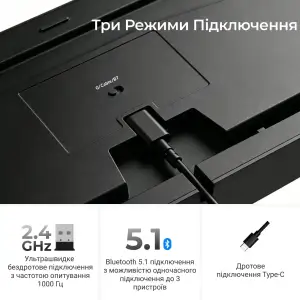 Клавіатура бездротова Keychron C3 Max Super Red Switch Black RGB (C3M-H1-UA) UA