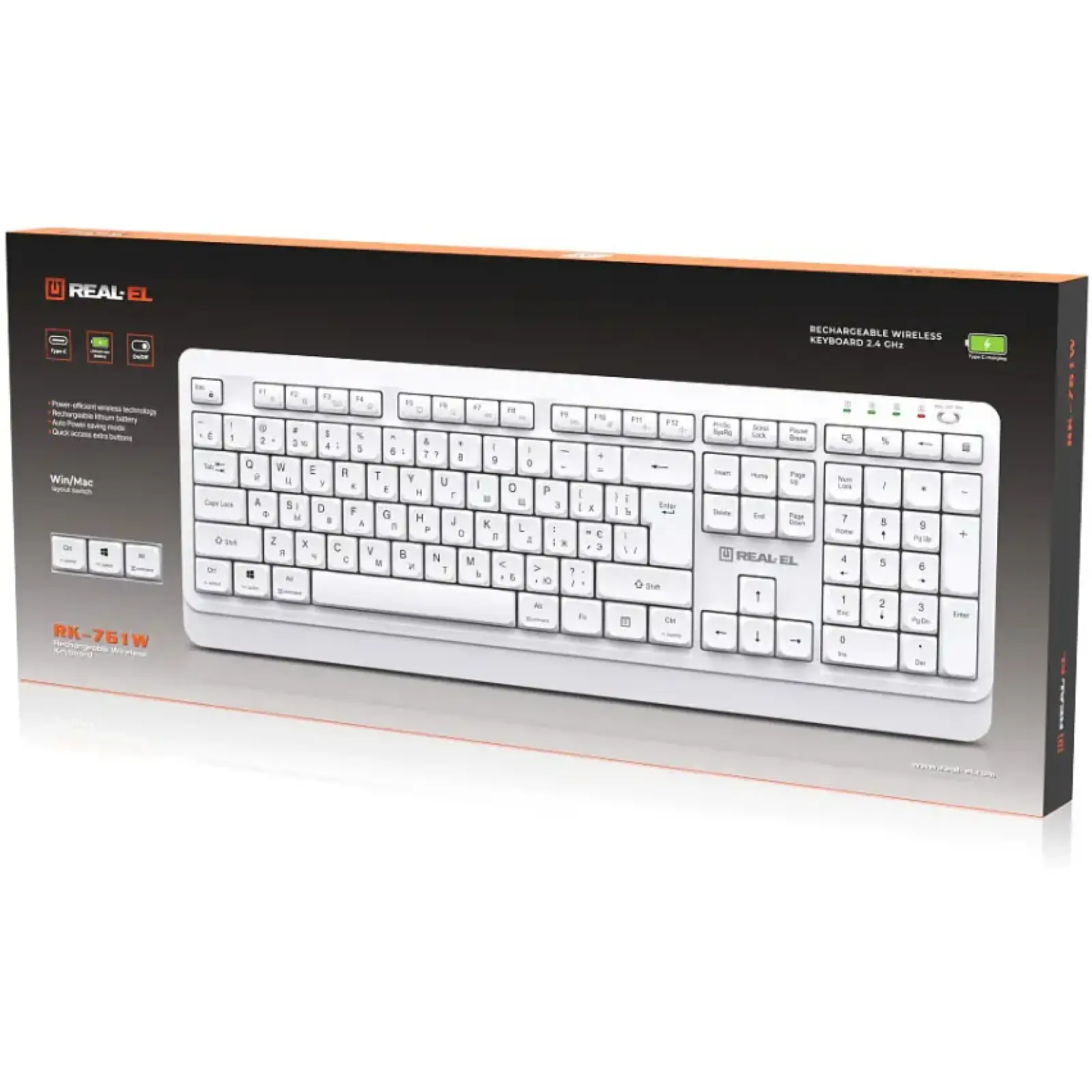 Клавиатура беспроводная REAL-EL RK-761W White UA