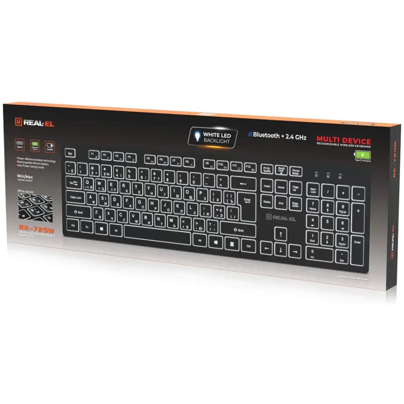Клавиатура беспроводная REAL-EL RK-725W Black UA