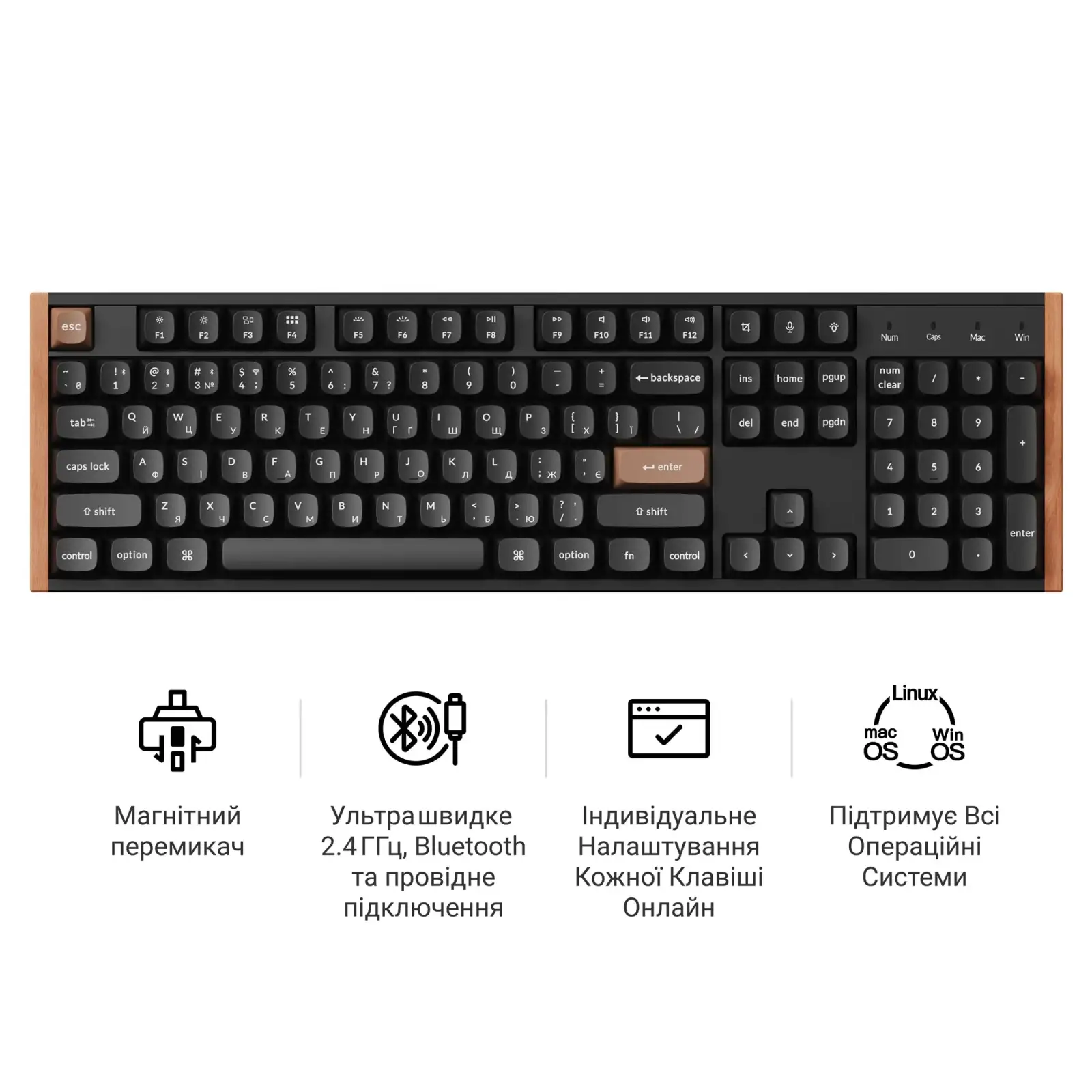 Клавиатура беспроводная Keychron K10 HE Magnetic Switch Black RGB (K10H-F1-UA) UA
